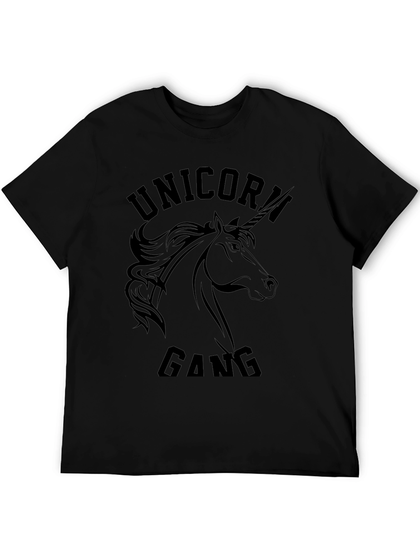 Camiseta Unicornio Gang Negra Hombre
