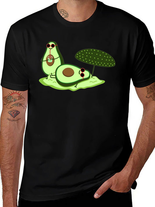 Camiseta Negra con Aguacates Vacacionando