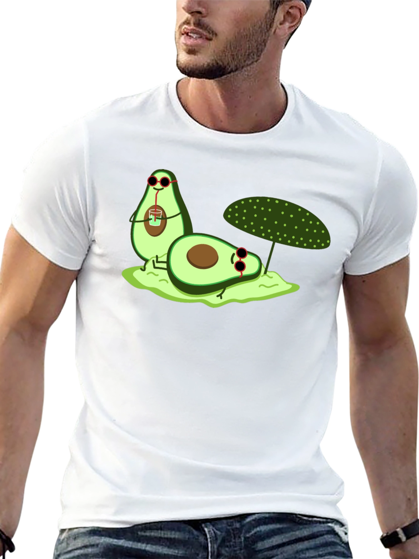 Camiseta Negra con Aguacates Vacacionando