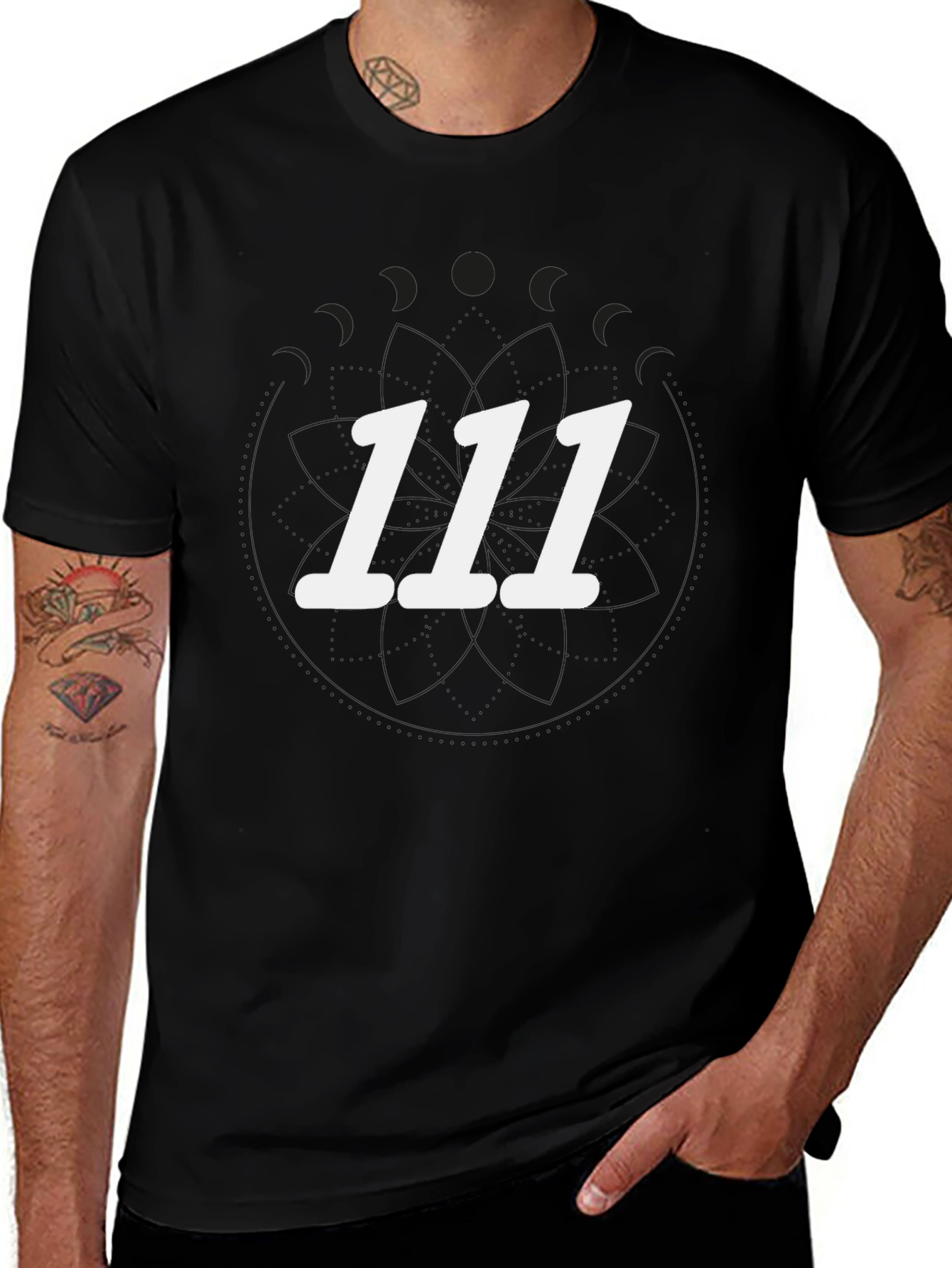 Camiseta Negra 111 Unisex Casual