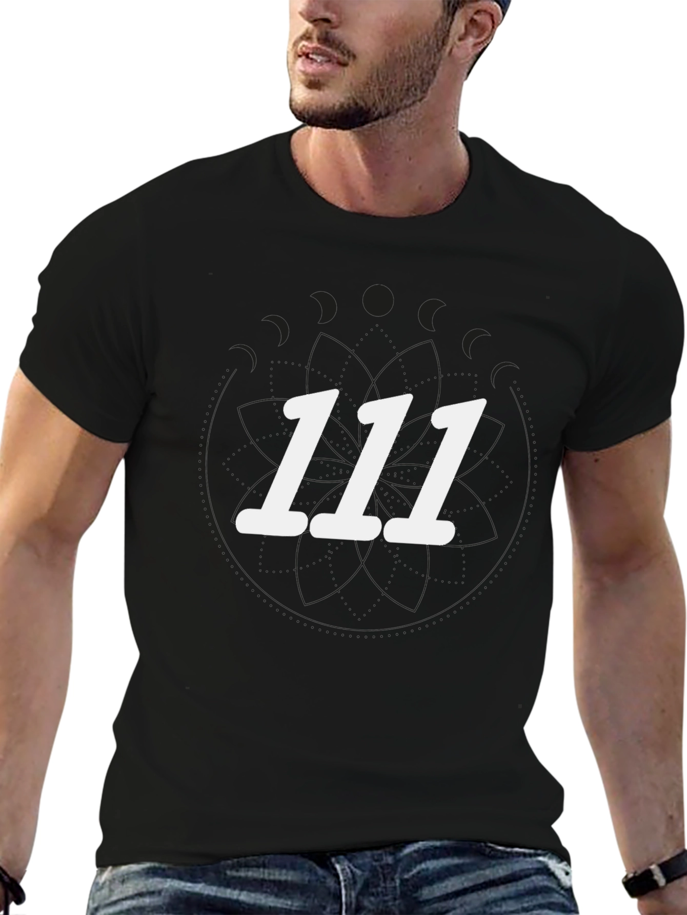 Camiseta Negra 111 Unisex Casual