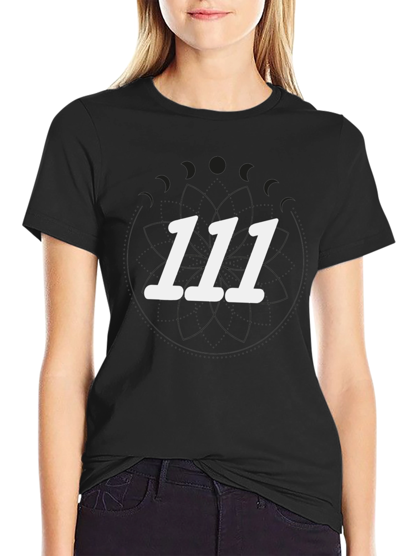 Camiseta Negra 111 Unisex Casual
