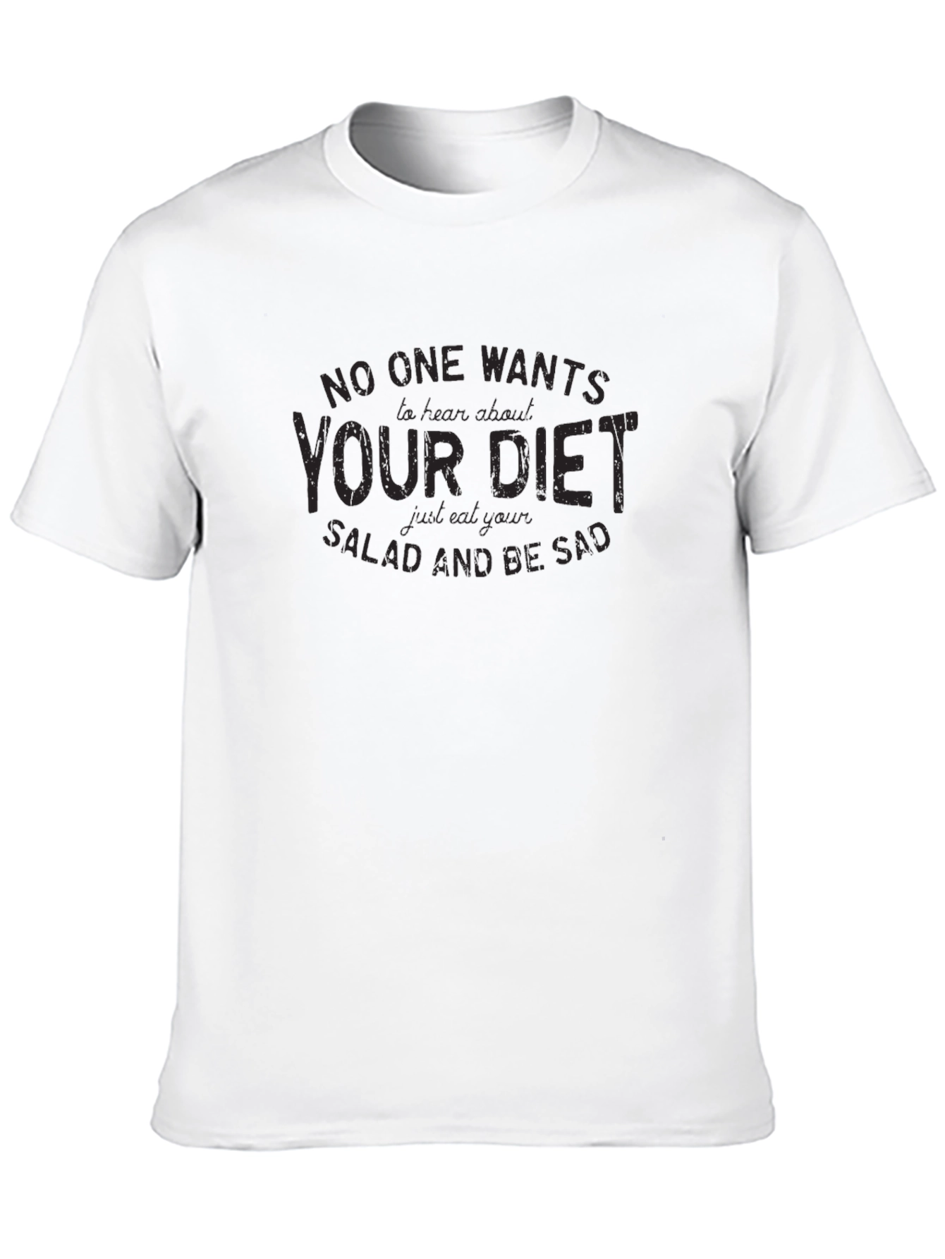 Camiseta Negra con Mensaje Divertido sobre Dietas