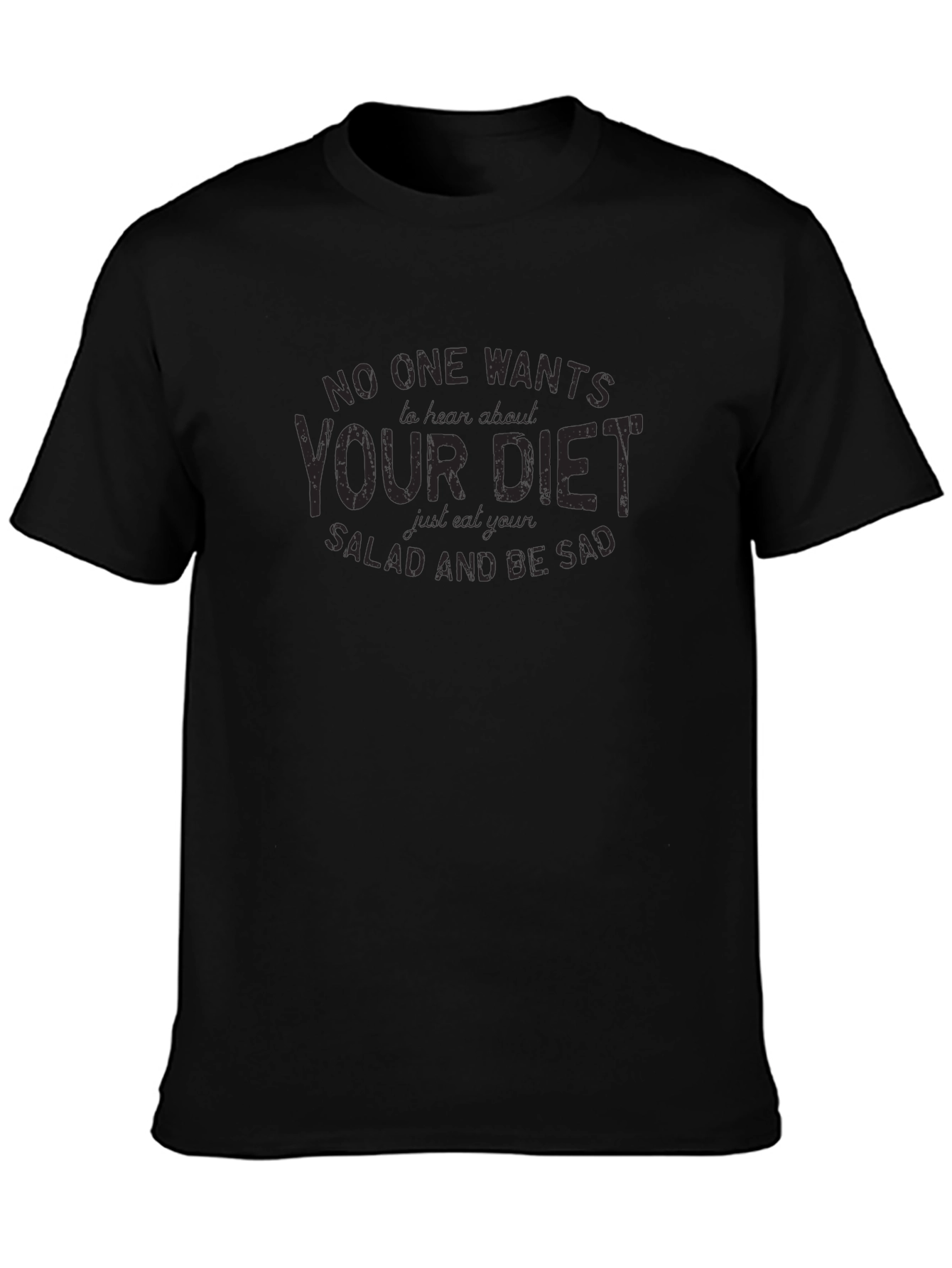 Camiseta Negra con Mensaje Divertido sobre Dietas