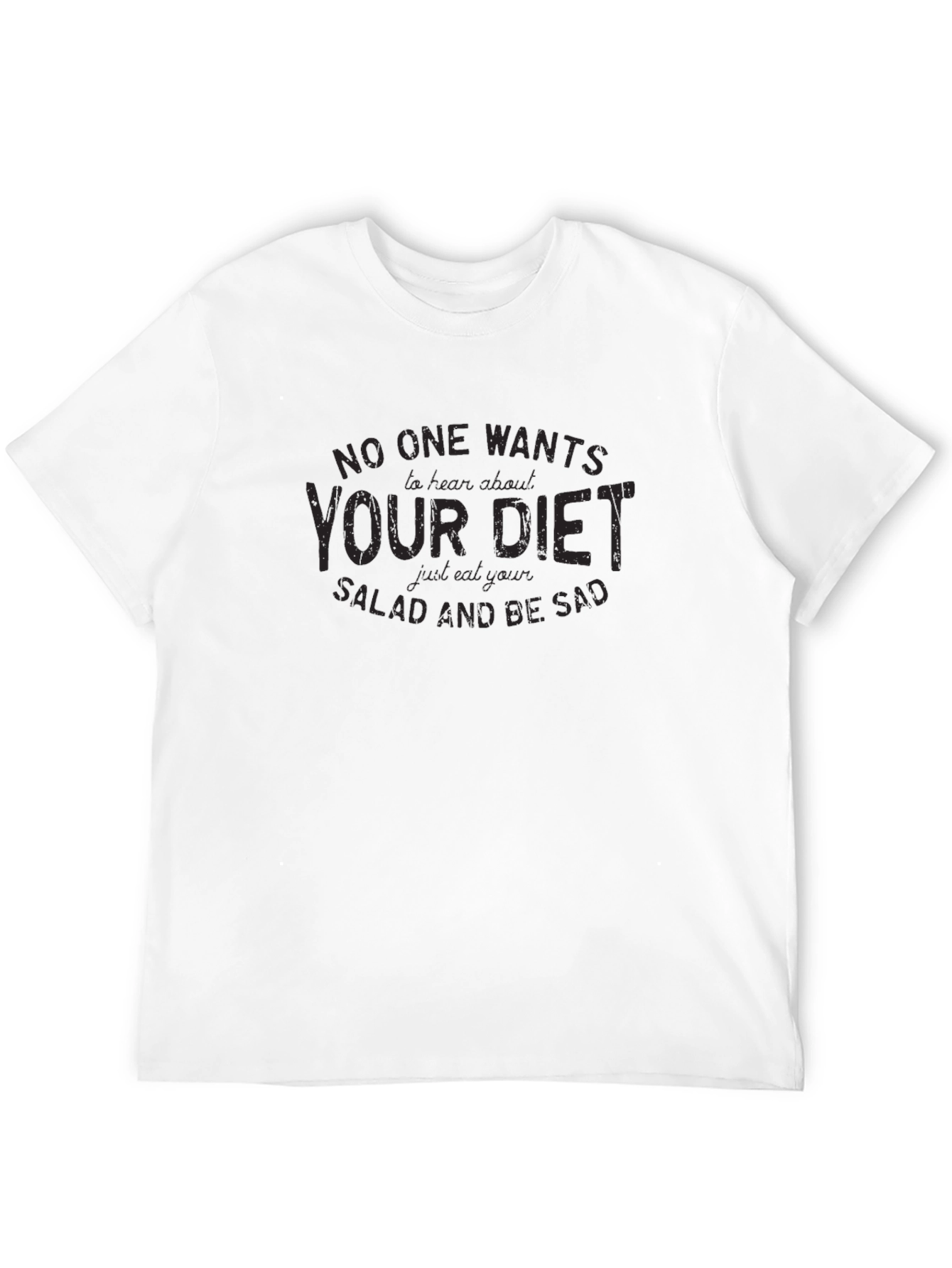 Camiseta Negra con Mensaje Divertido sobre Dietas