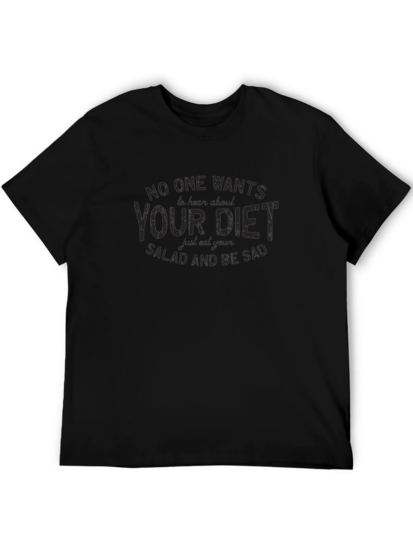Camiseta Negra con Mensaje Divertido sobre Dietas