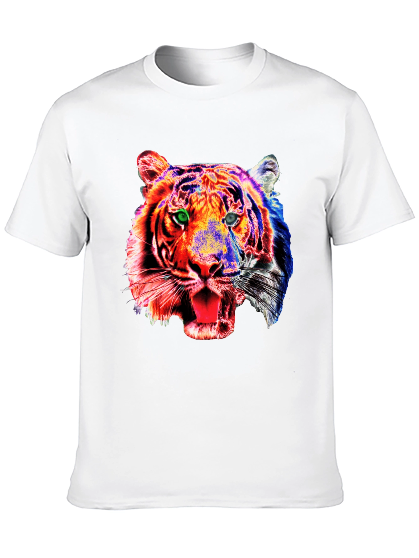 Camiseta Negra con Estampado de Tigre Psicodélico