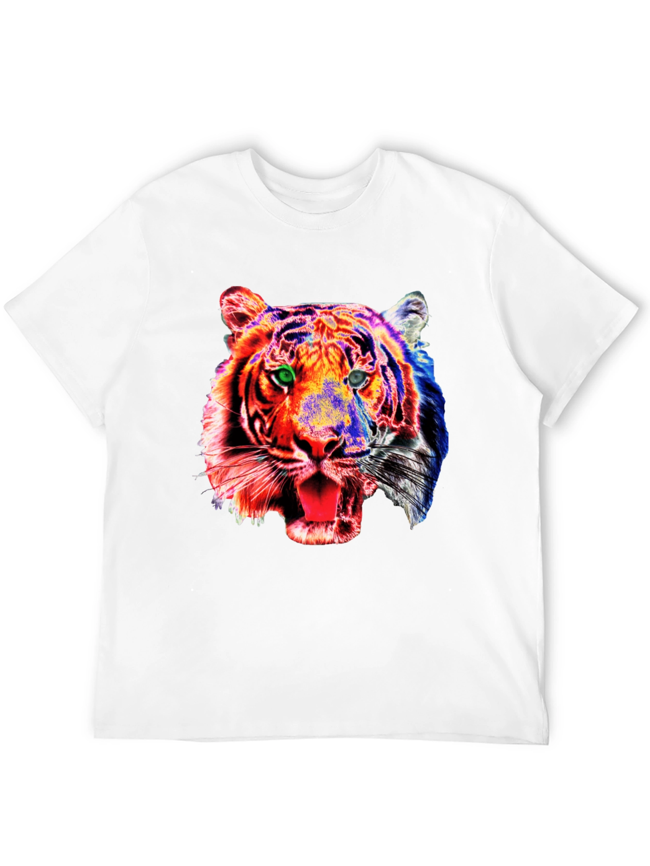 Camiseta Negra con Estampado de Tigre Psicodélico