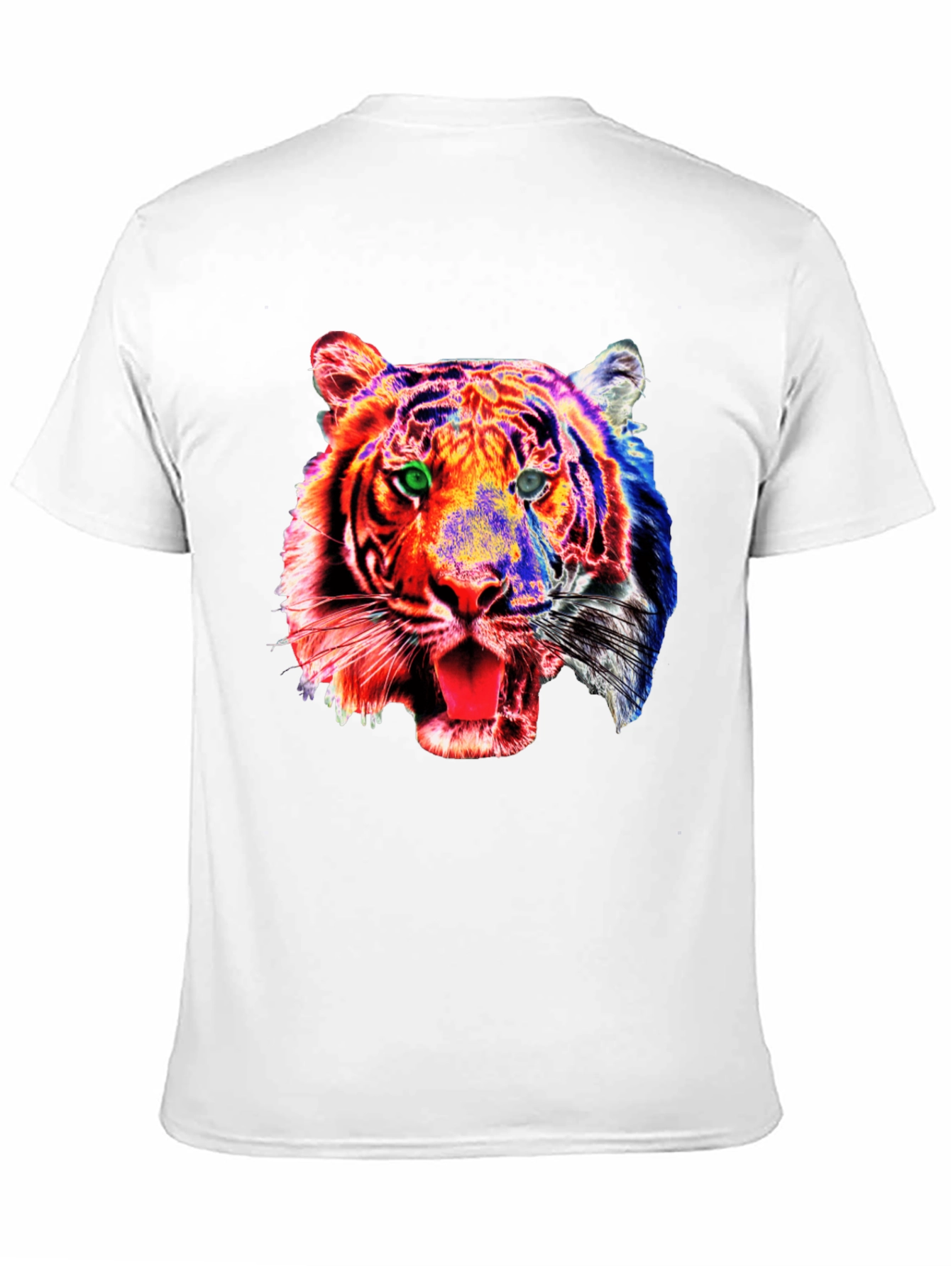 Camiseta Negra con Estampado de Tigre Psicodélico
