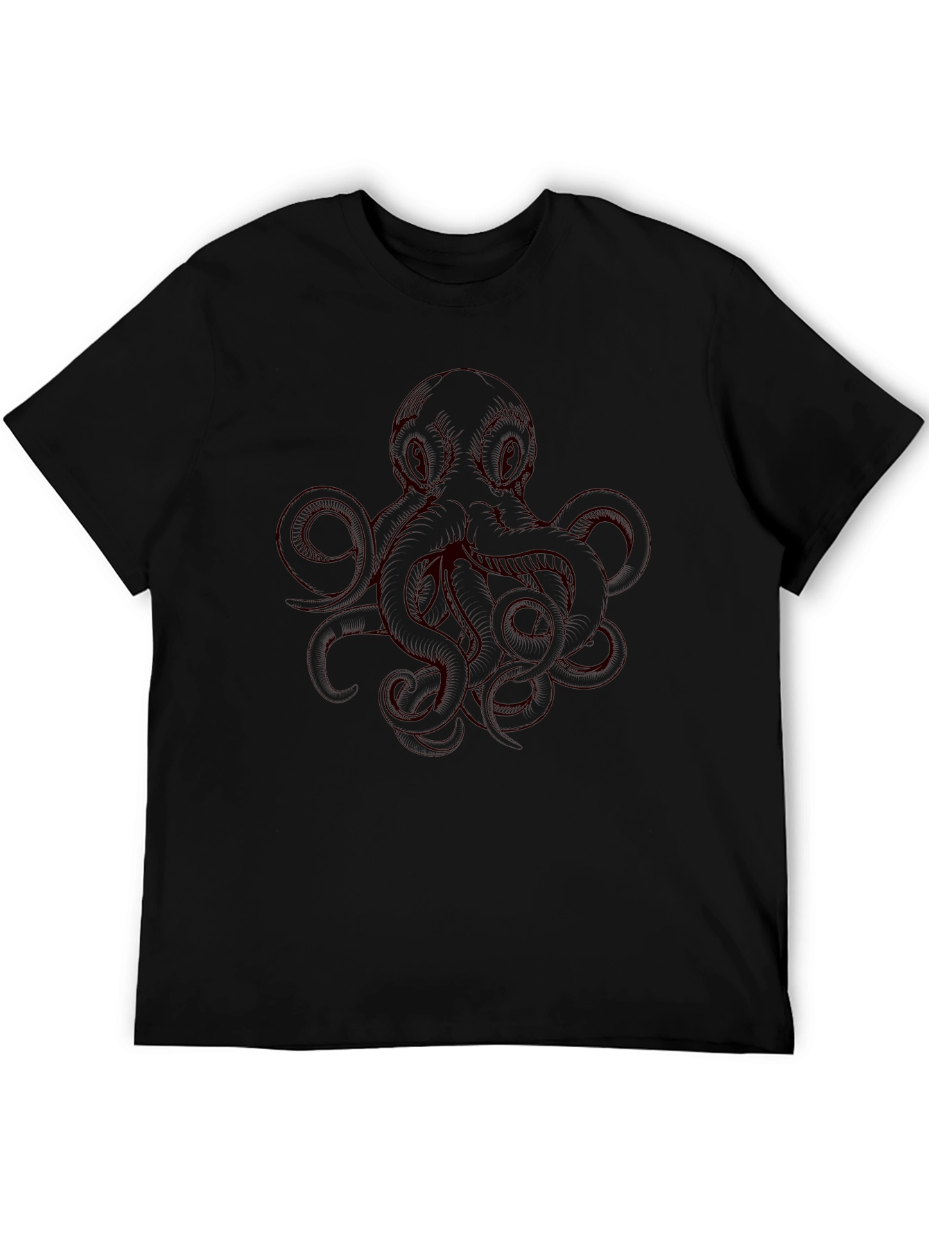 Camiseta Negra con Diseño de Pulpo Rojo