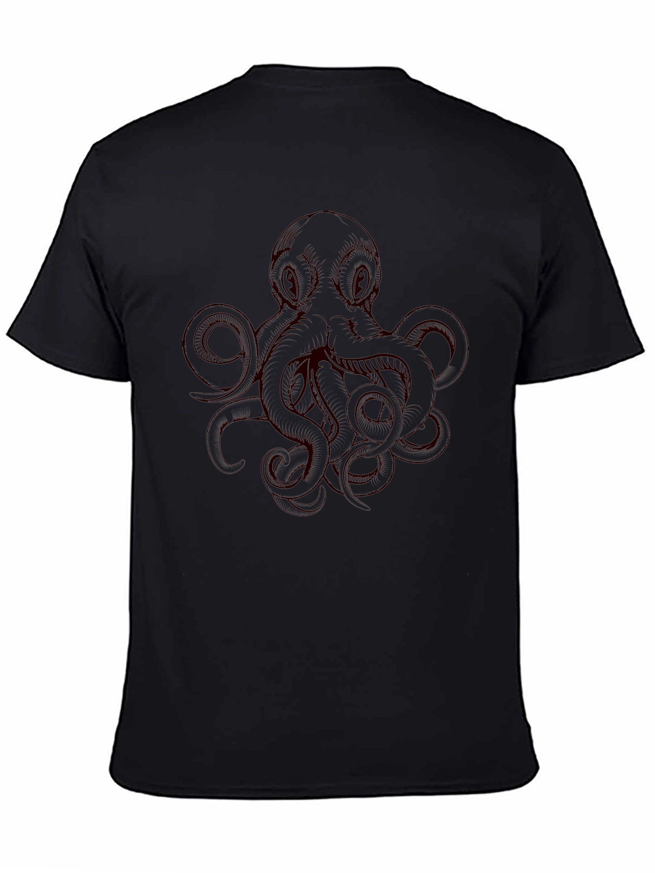Camiseta Negra con Diseño de Pulpo Rojo