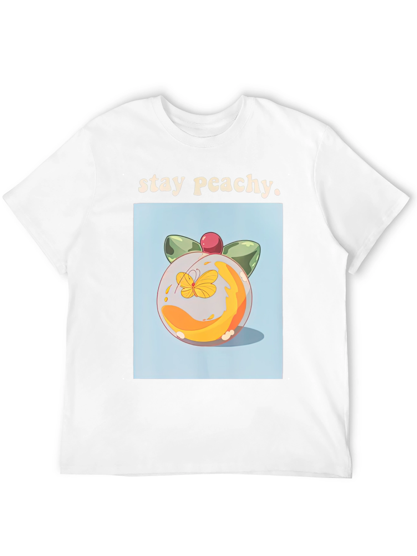 Camiseta Negra Stay Peachy con Diseño de Durazno