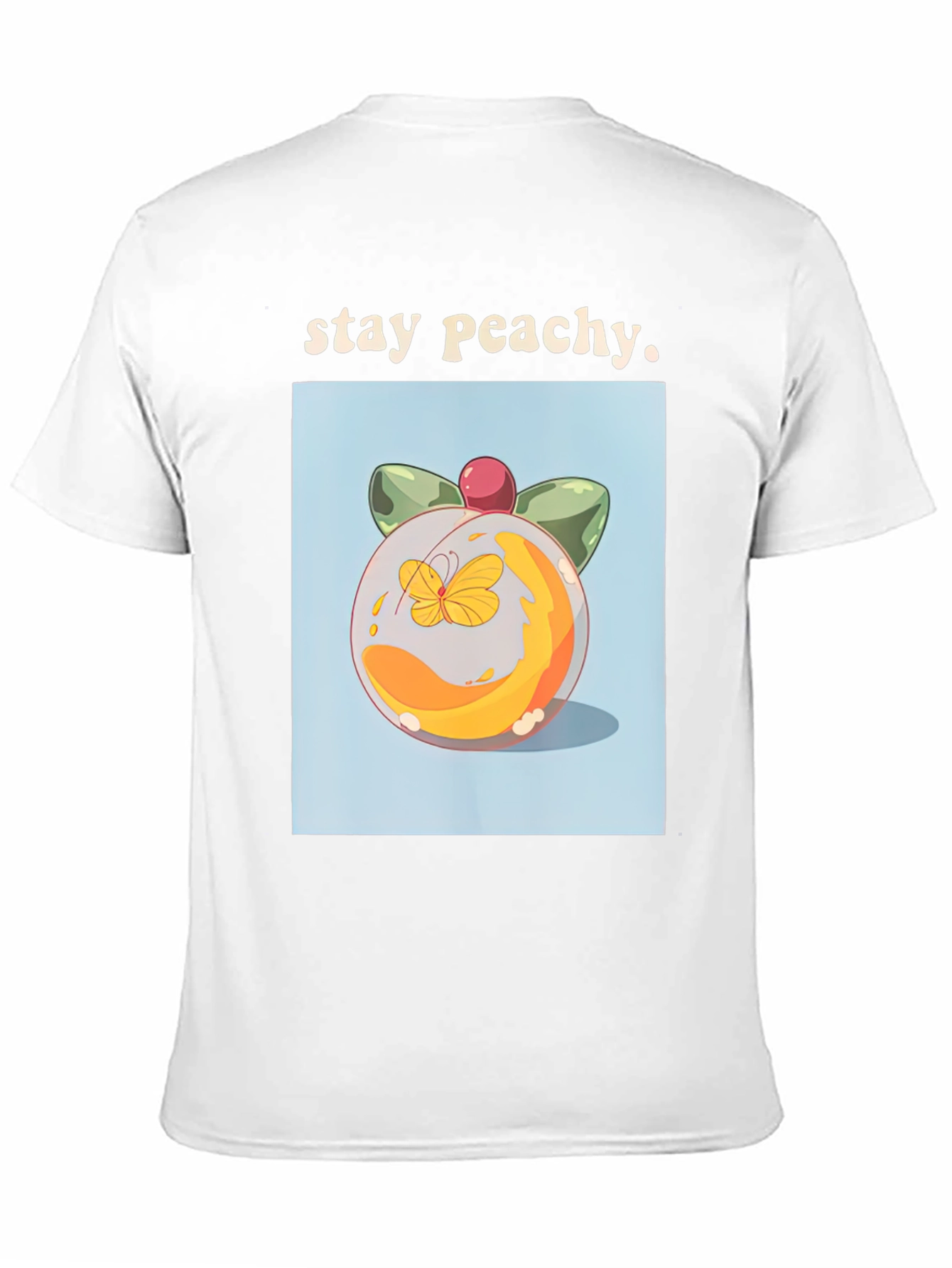Camiseta Negra Stay Peachy con Diseño de Durazno