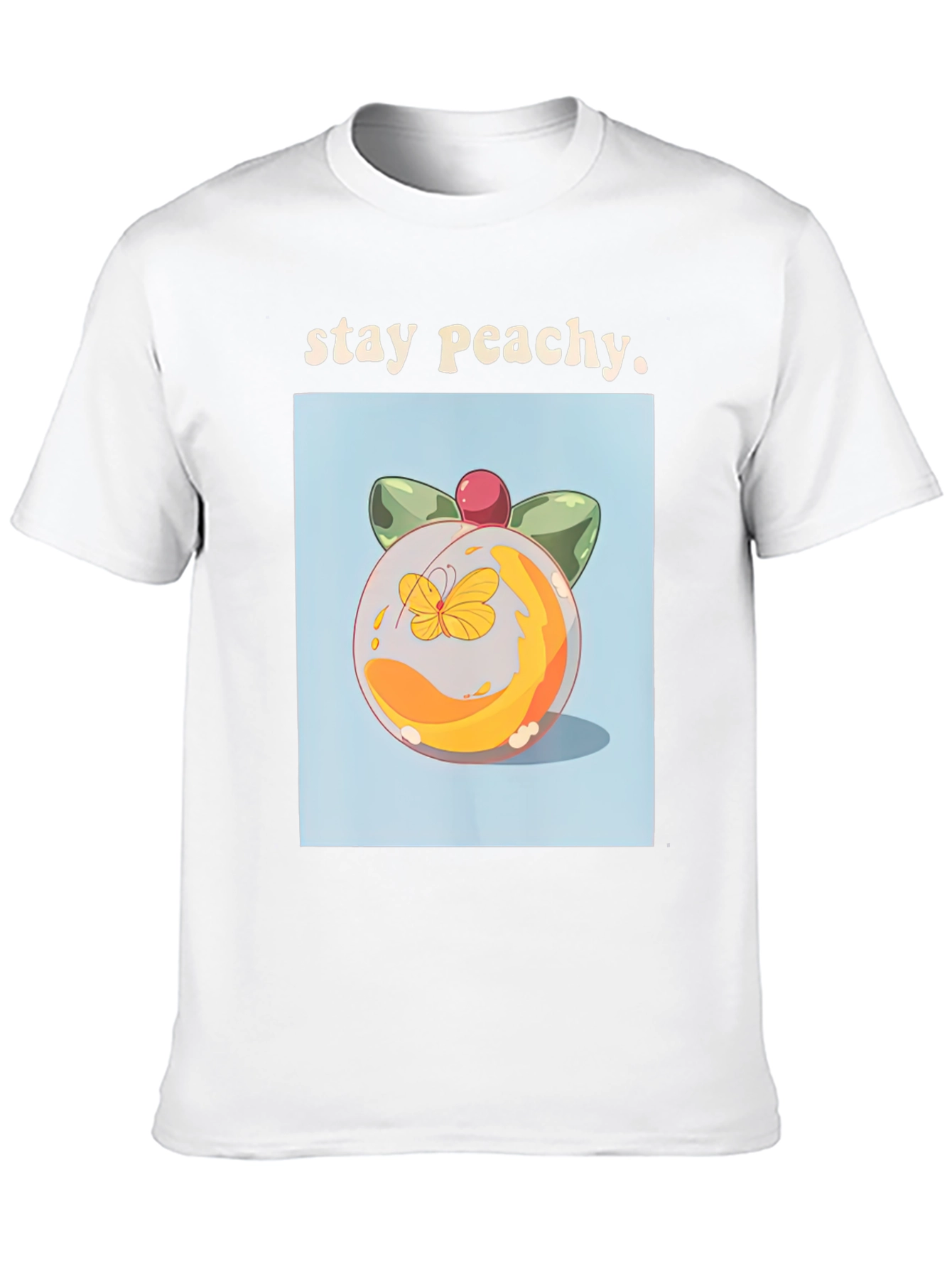 Camiseta Negra Stay Peachy con Diseño de Durazno