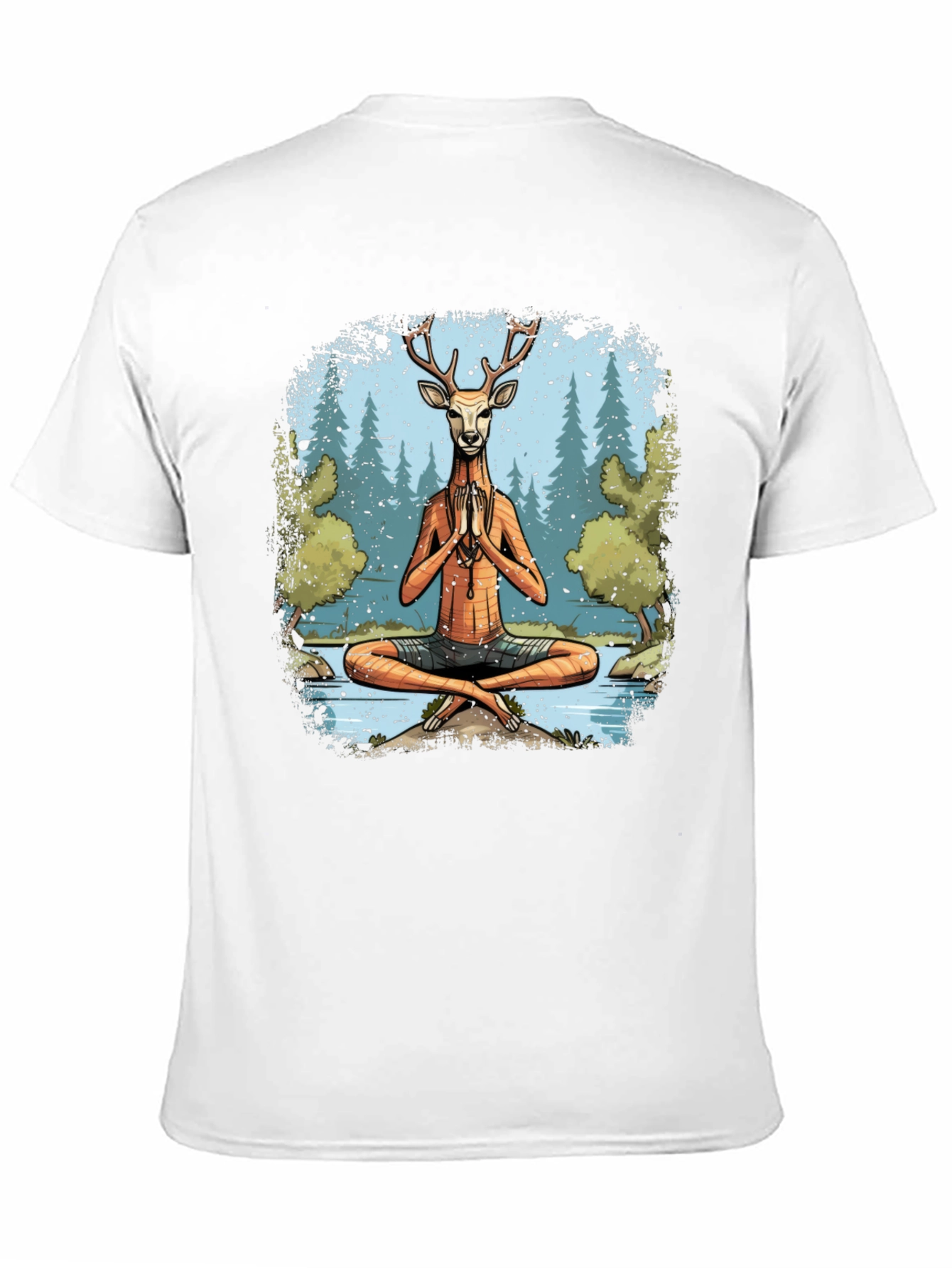 Camiseta Negra Yoga Ciervo Zen