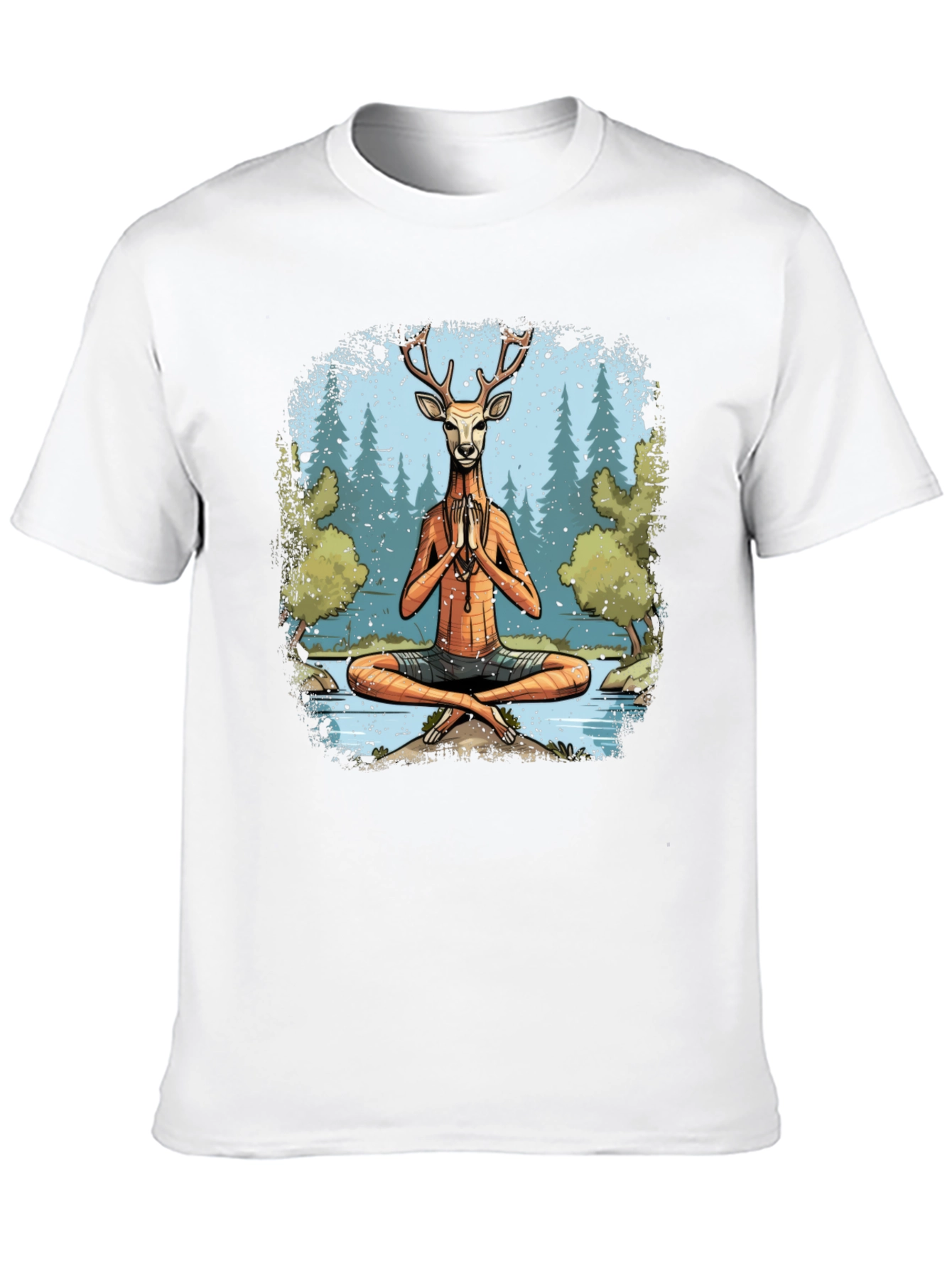 Camiseta Negra Yoga Ciervo Zen