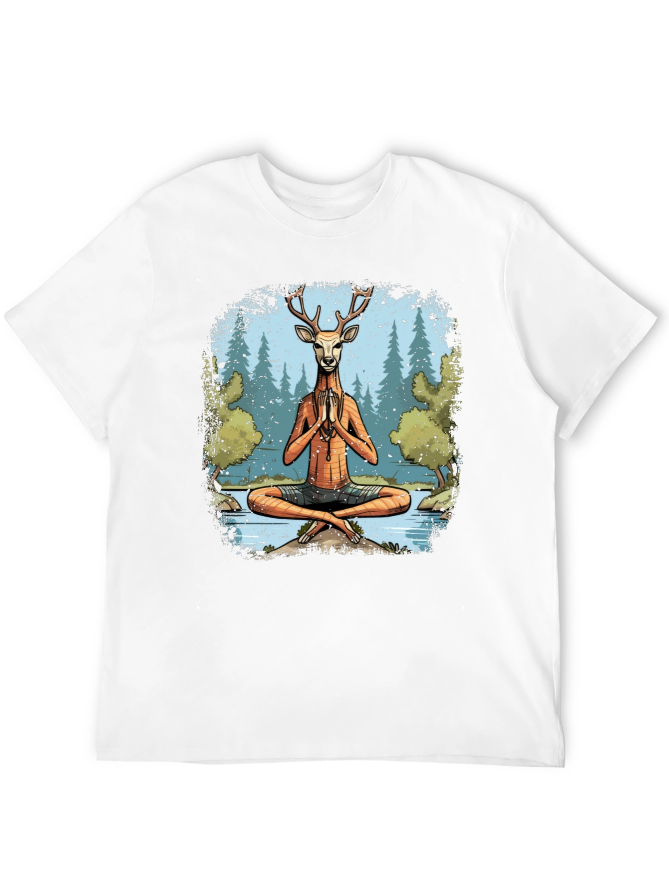 Camiseta Negra Yoga Ciervo Zen