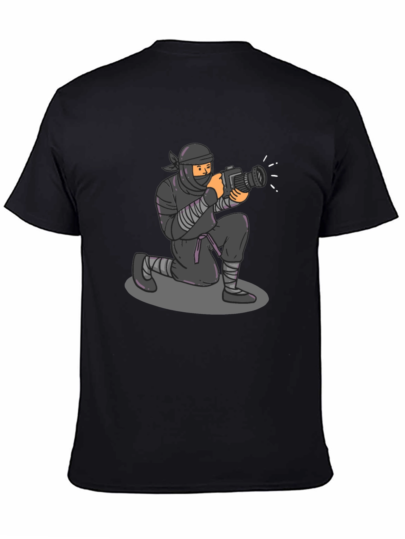 Camiseta Negra Ninja Fotógrafo Divertida Casual