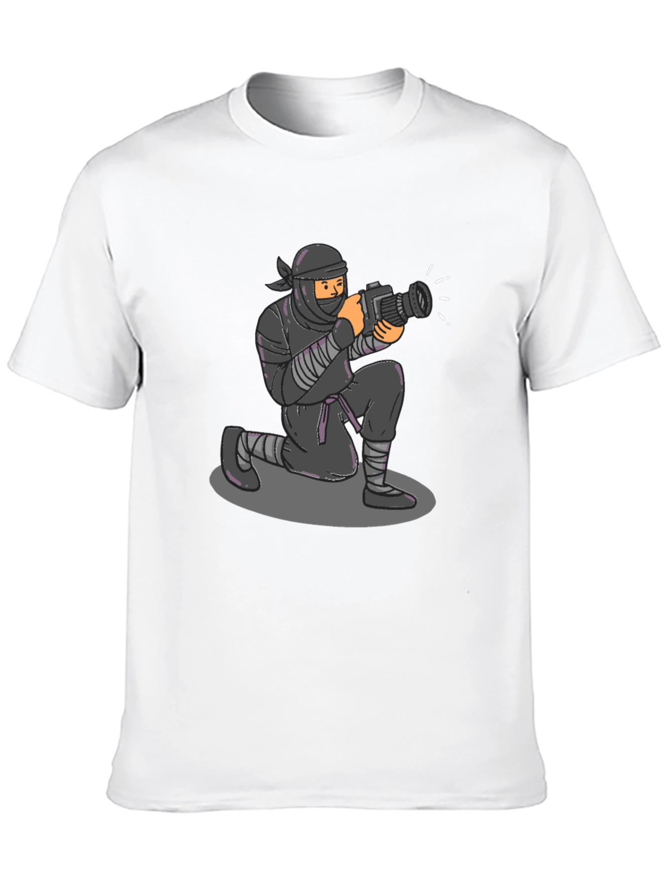 Camiseta Negra Ninja Fotógrafo Divertida Casual