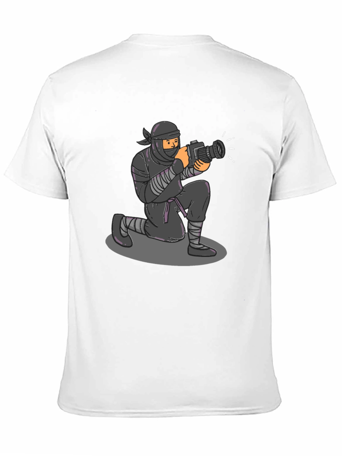 Camiseta Negra Ninja Fotógrafo Divertida Casual