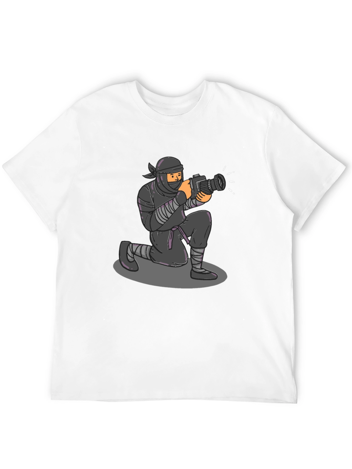 Camiseta Negra Ninja Fotógrafo Divertida Casual