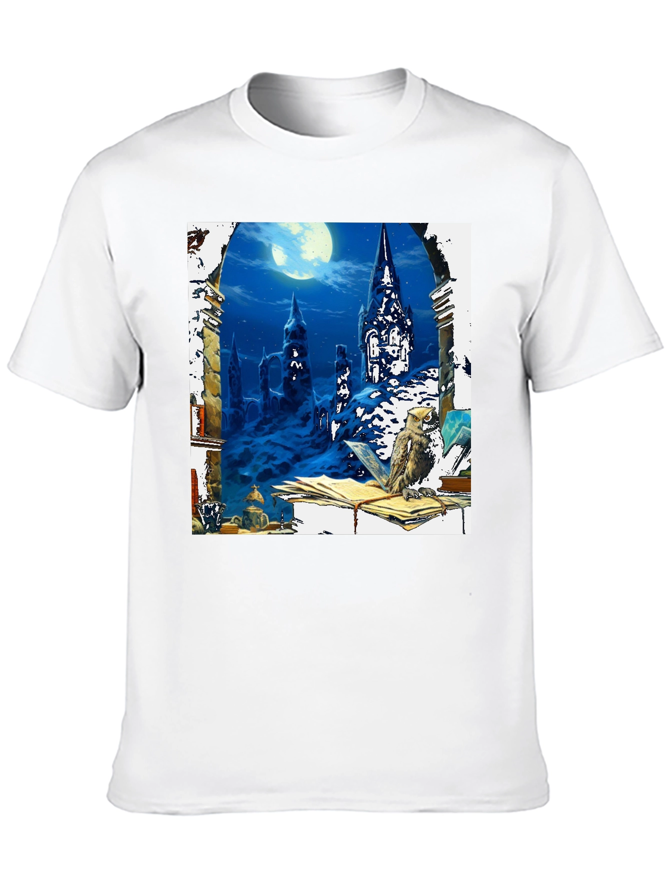 Camiseta Negra Estampada: Noche Mágica