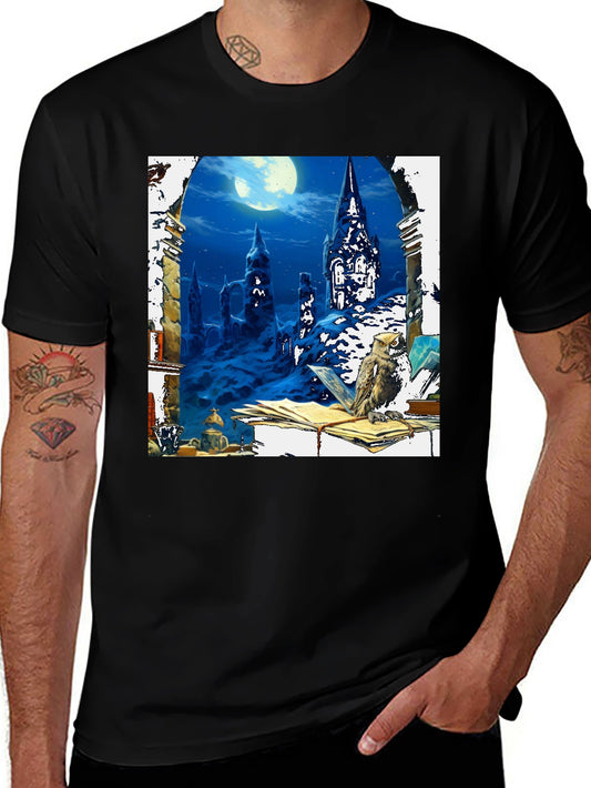 Camiseta Negra Estampada: Noche Mágica