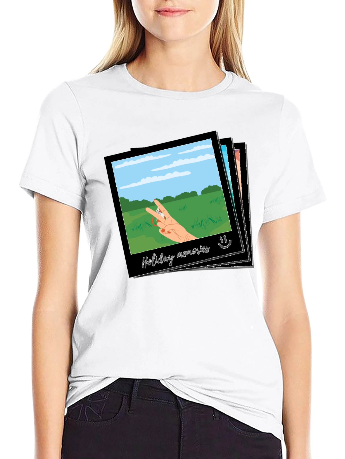Camiseta Negra con Diseño de Holiday Memories