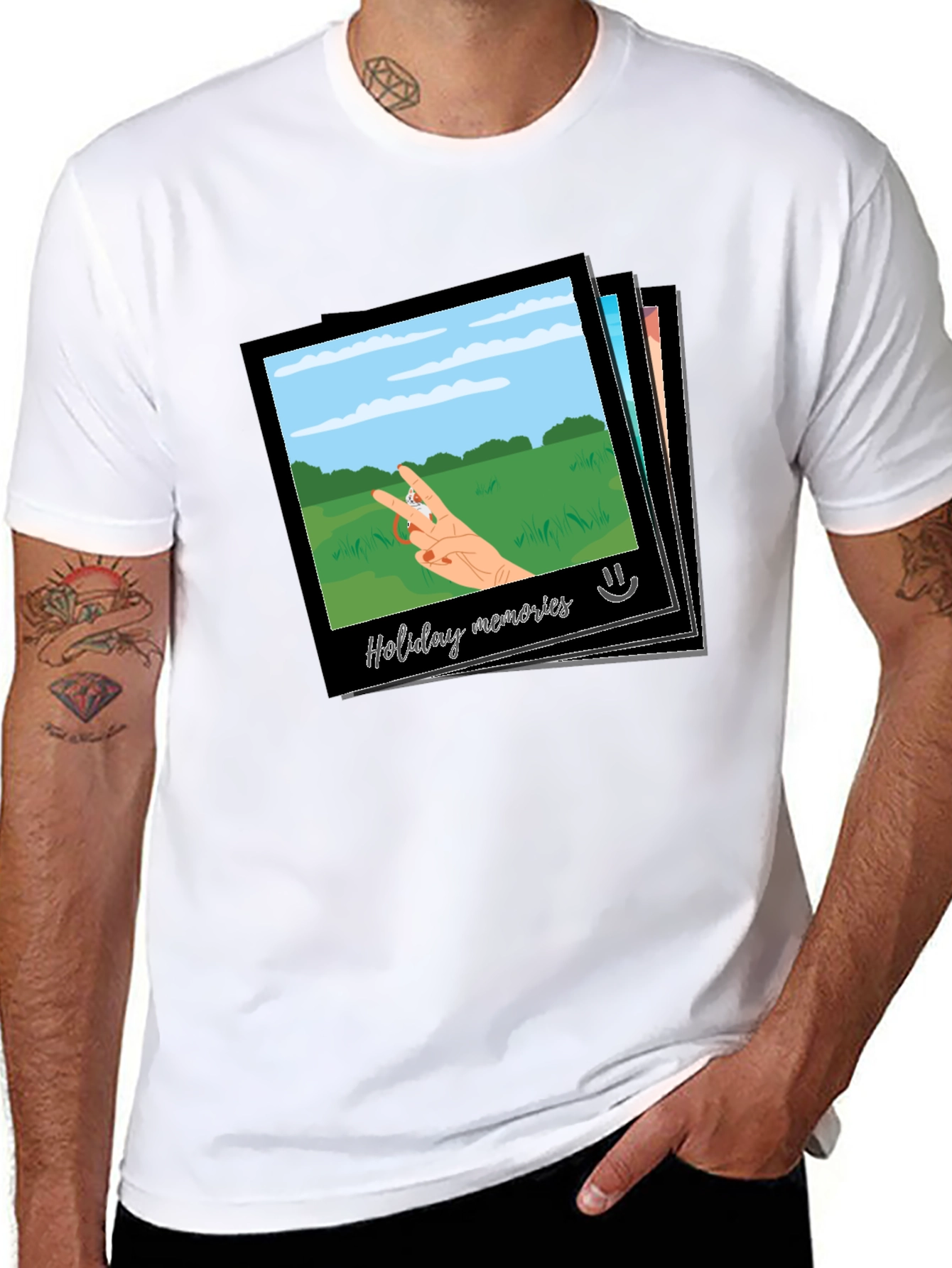 Camiseta Negra con Diseño de Holiday Memories