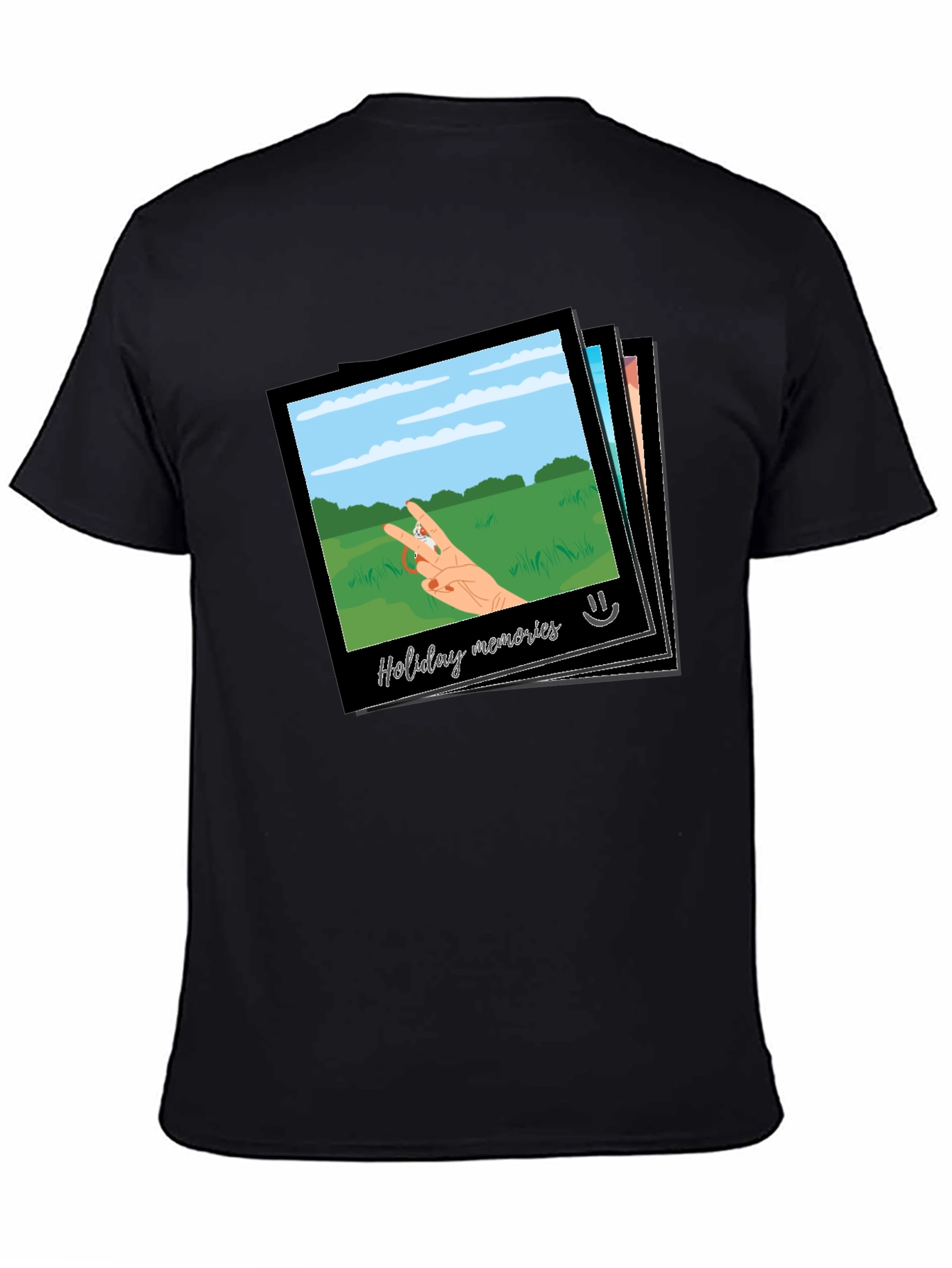 Camiseta Negra con Diseño de Holiday Memories