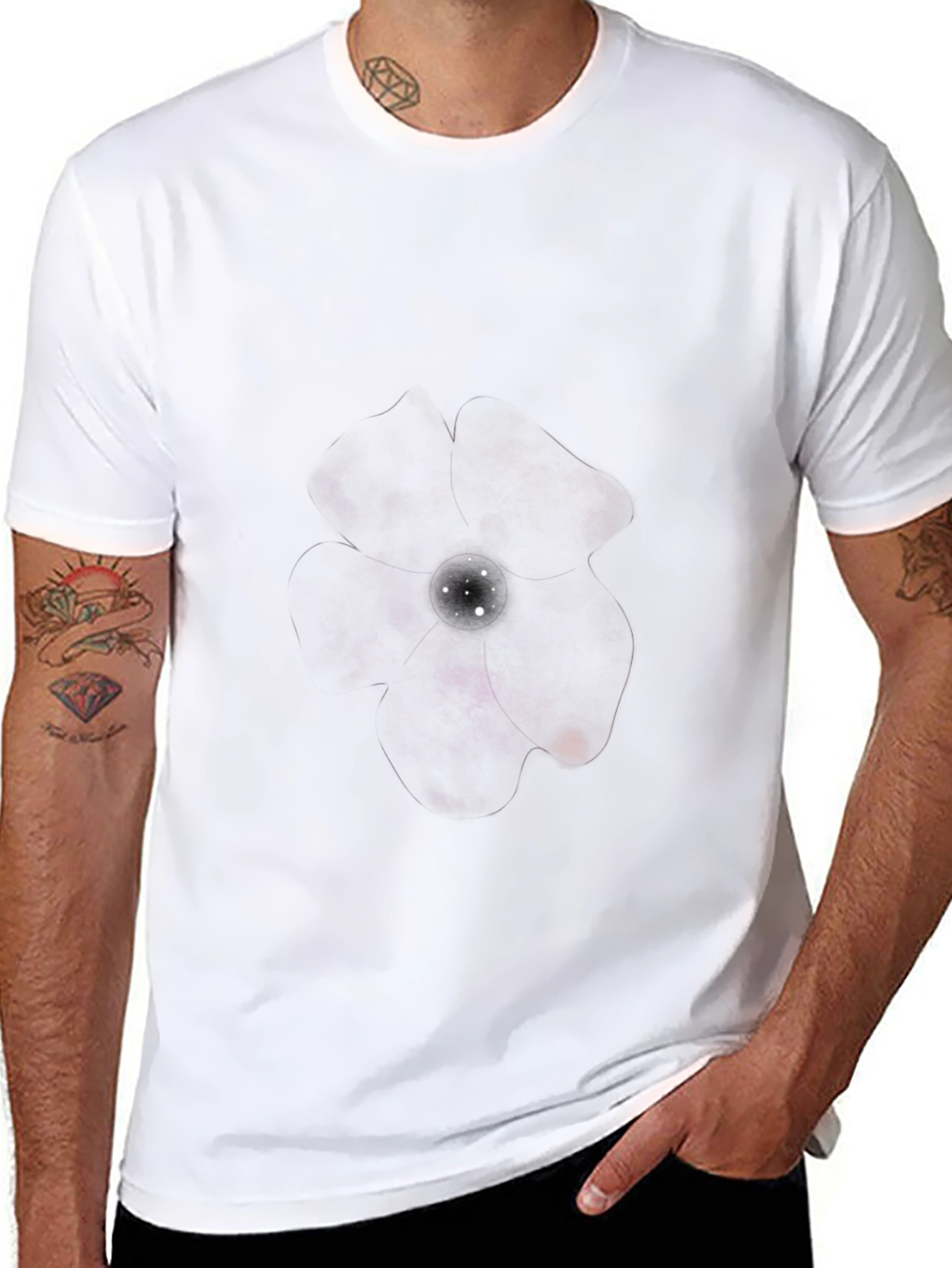 Camiseta Negra Estampado Nebulosa Cósmica