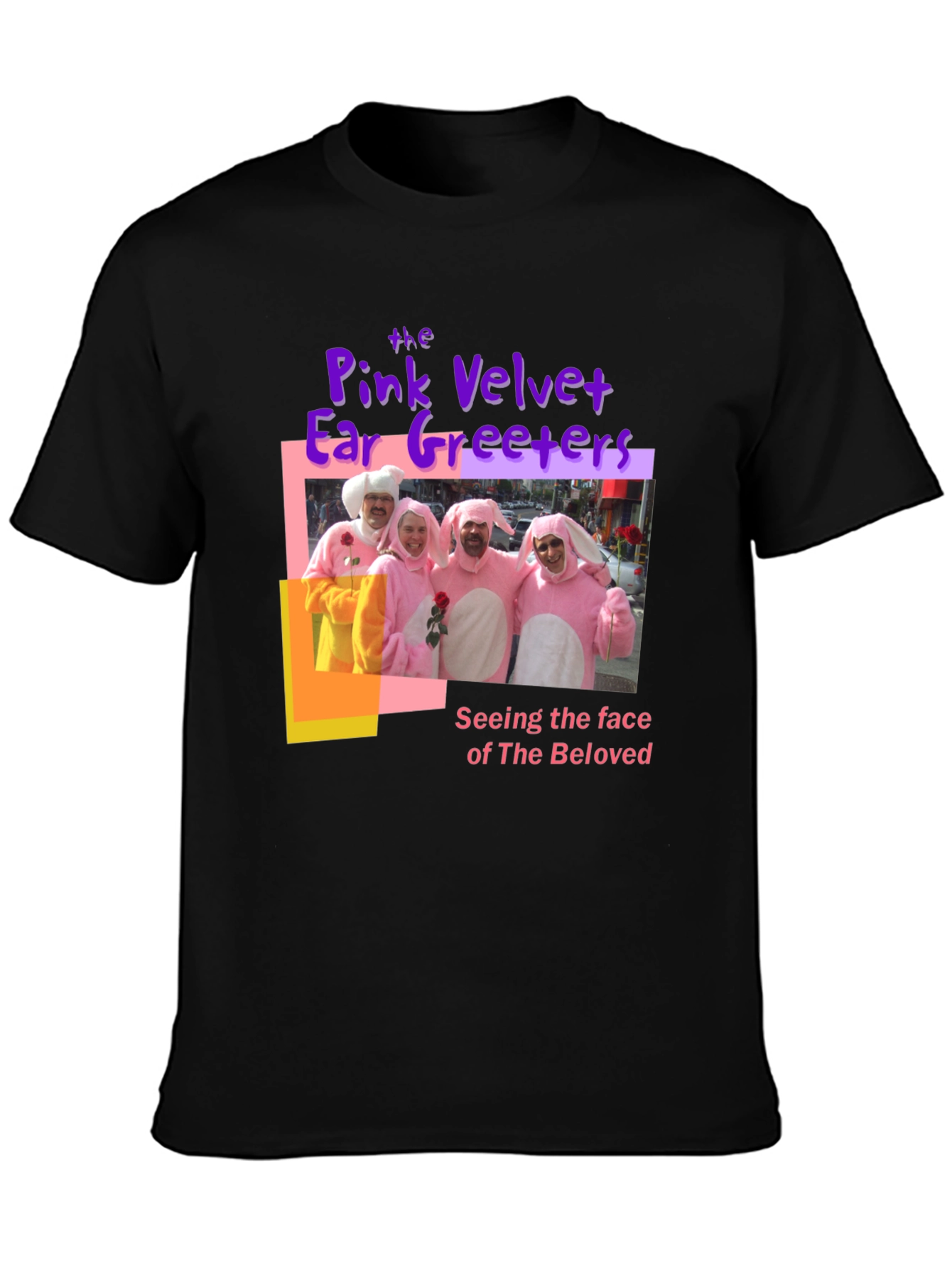 Camiseta Negra con Diseño de Conejos Musicales