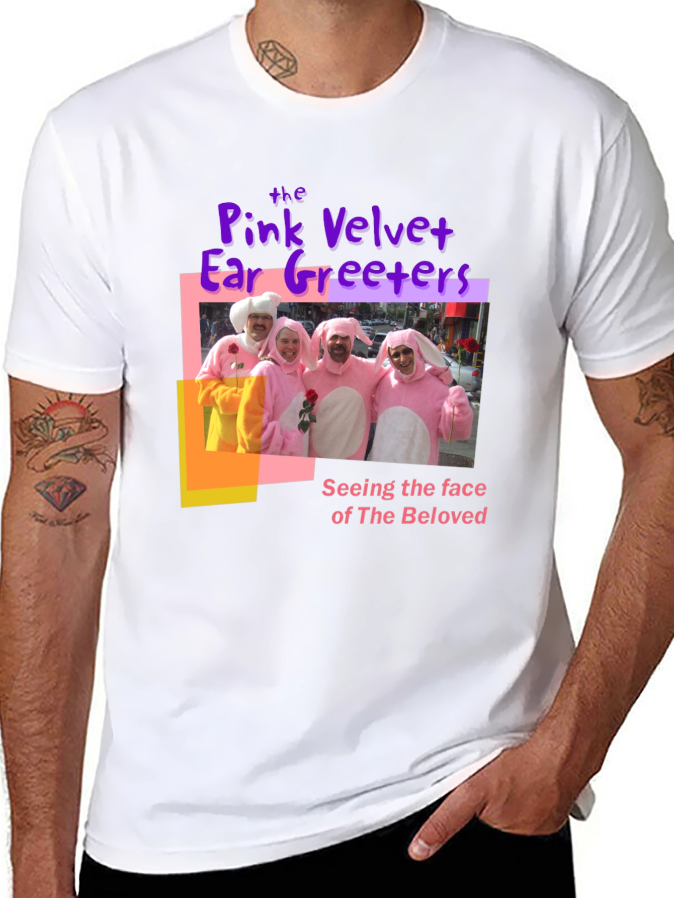 Camiseta Negra con Diseño de Conejos Musicales