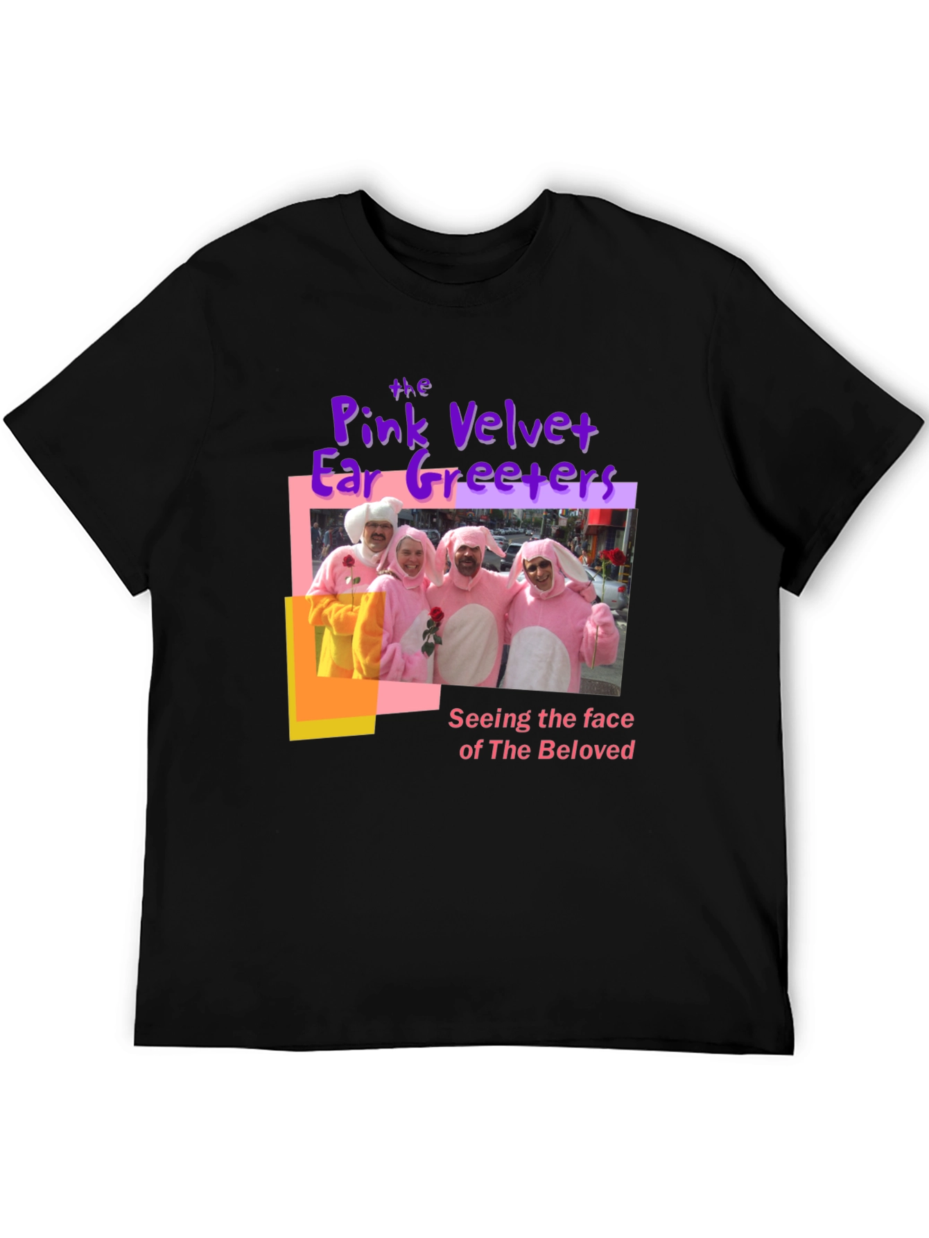 Camiseta Negra con Diseño de Conejos Musicales