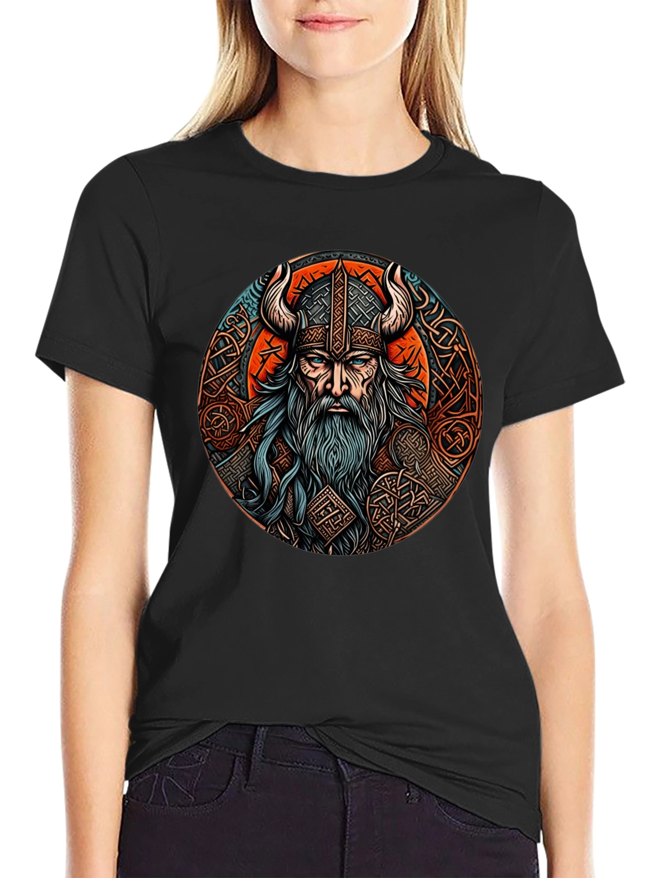 Camiseta Negra Vikingo Odin Diseño Épico