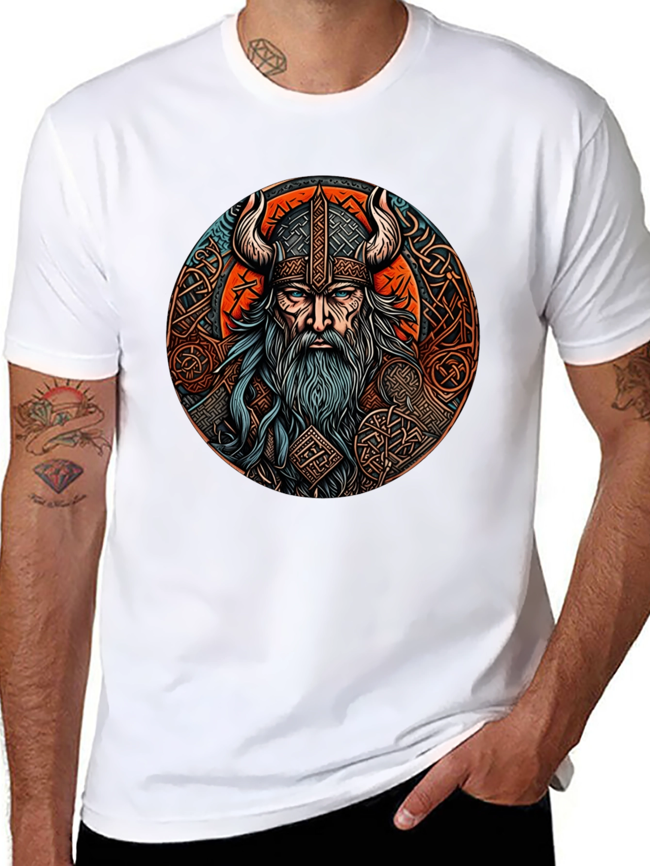 Camiseta Negra Vikingo Odin Diseño Épico