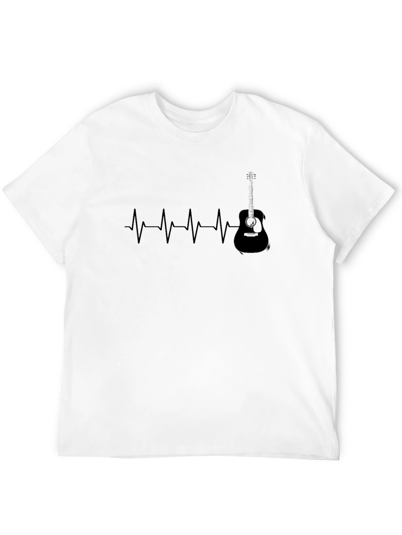 Camiseta Negra con Diseño de Guitarra y Latido