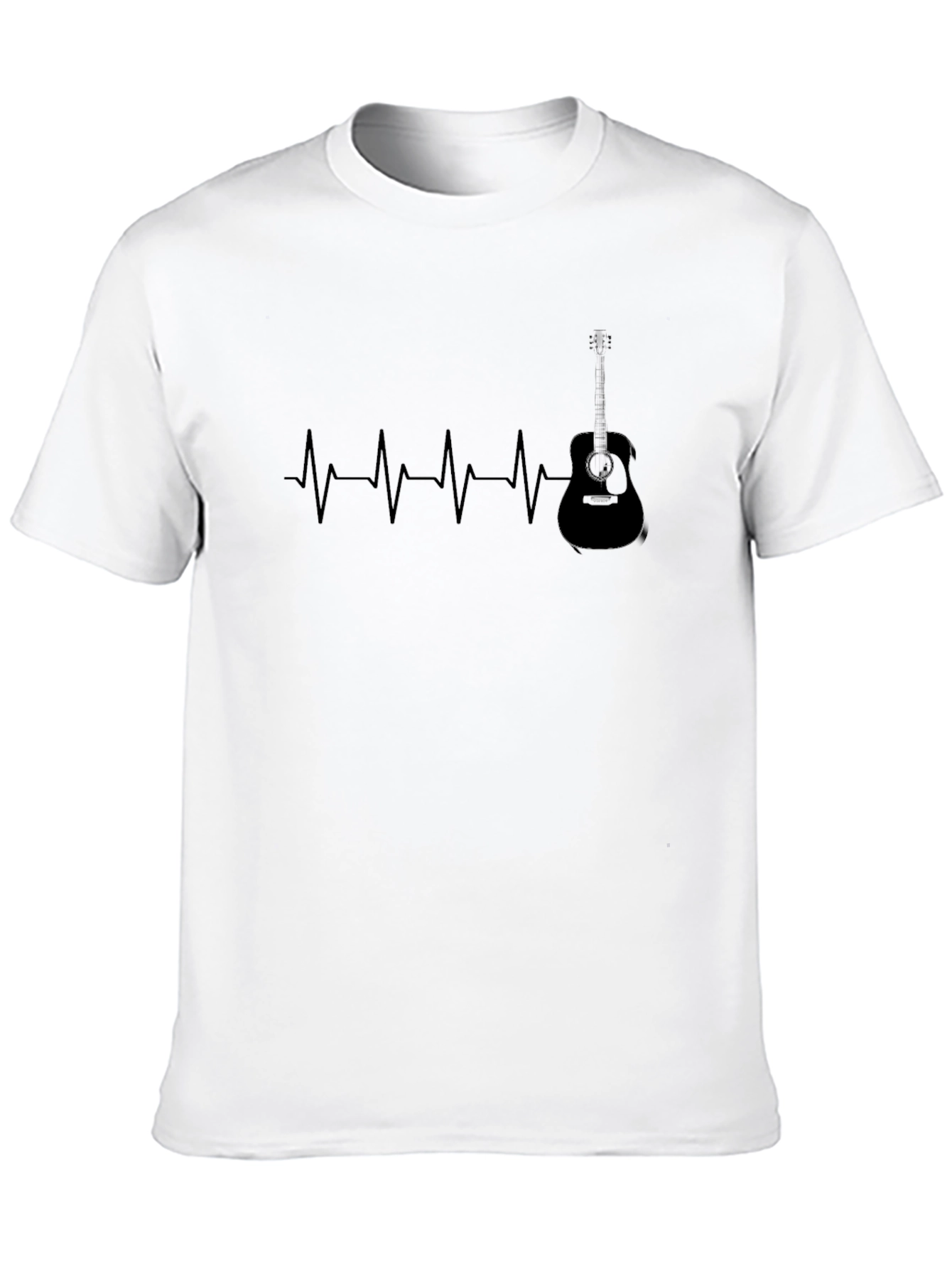 Camiseta Negra con Diseño de Guitarra y Latido