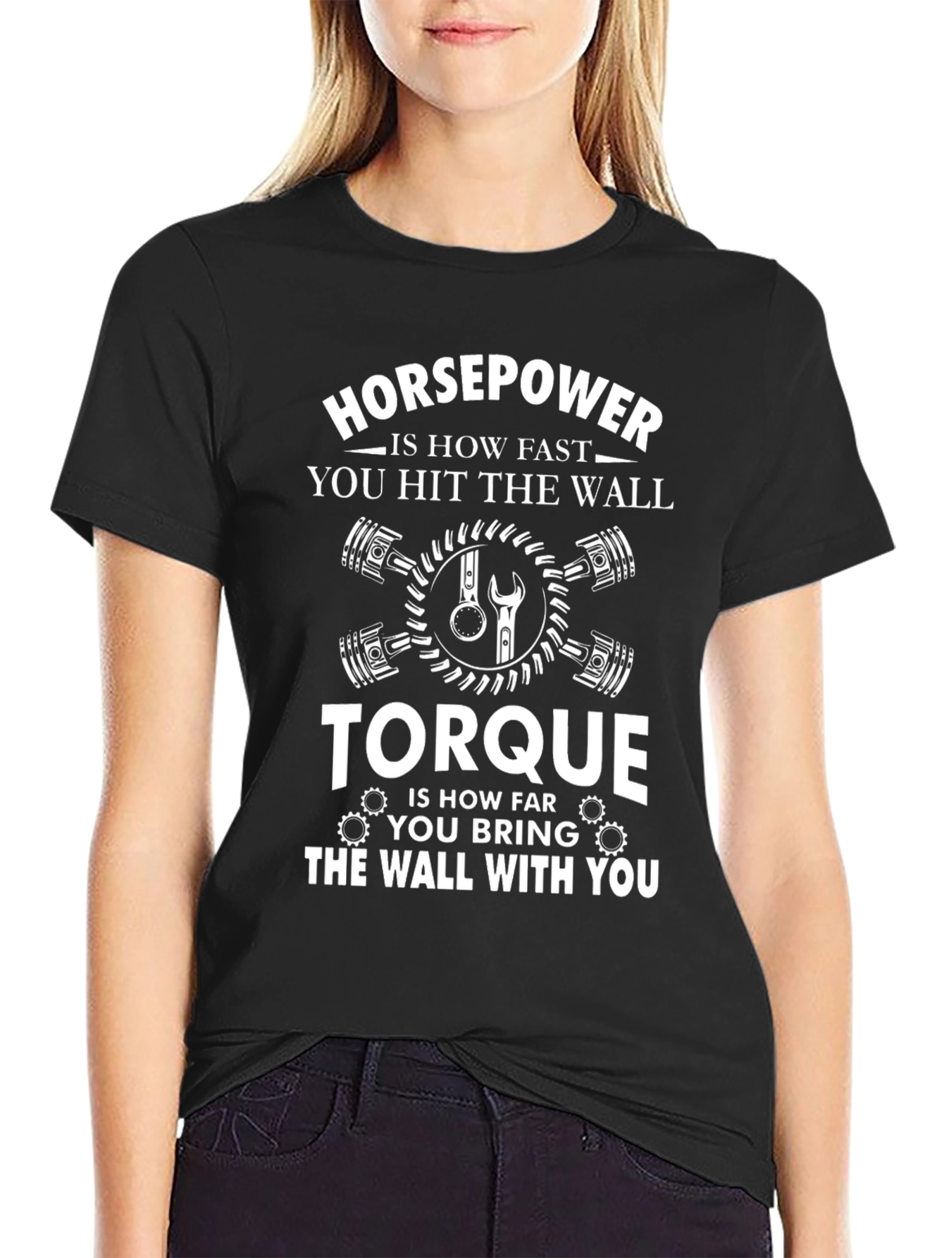 Camiseta Negra Humor Motor: Potencia y Par