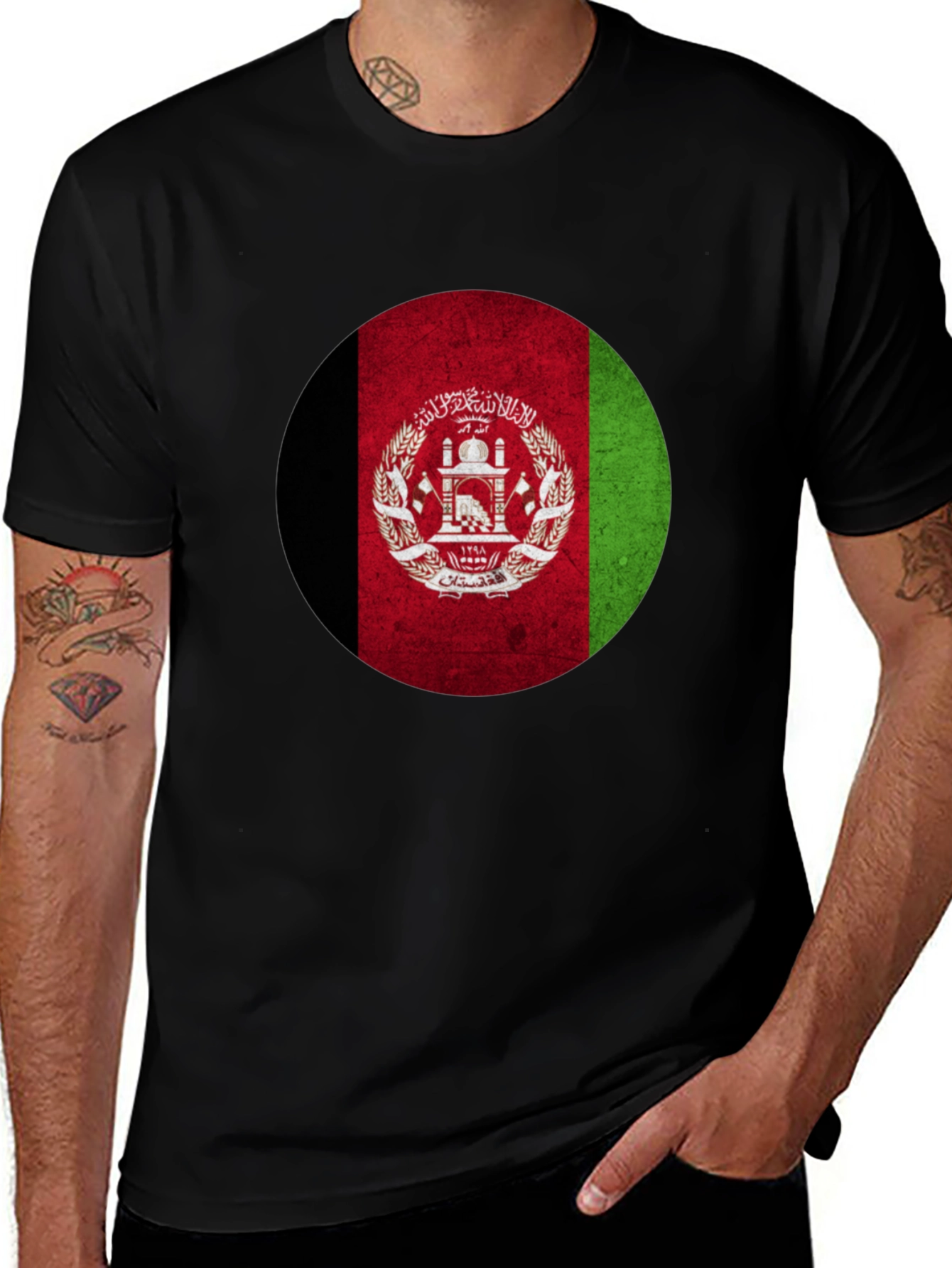 Camiseta Hombre Diseño Bandera Afganistán