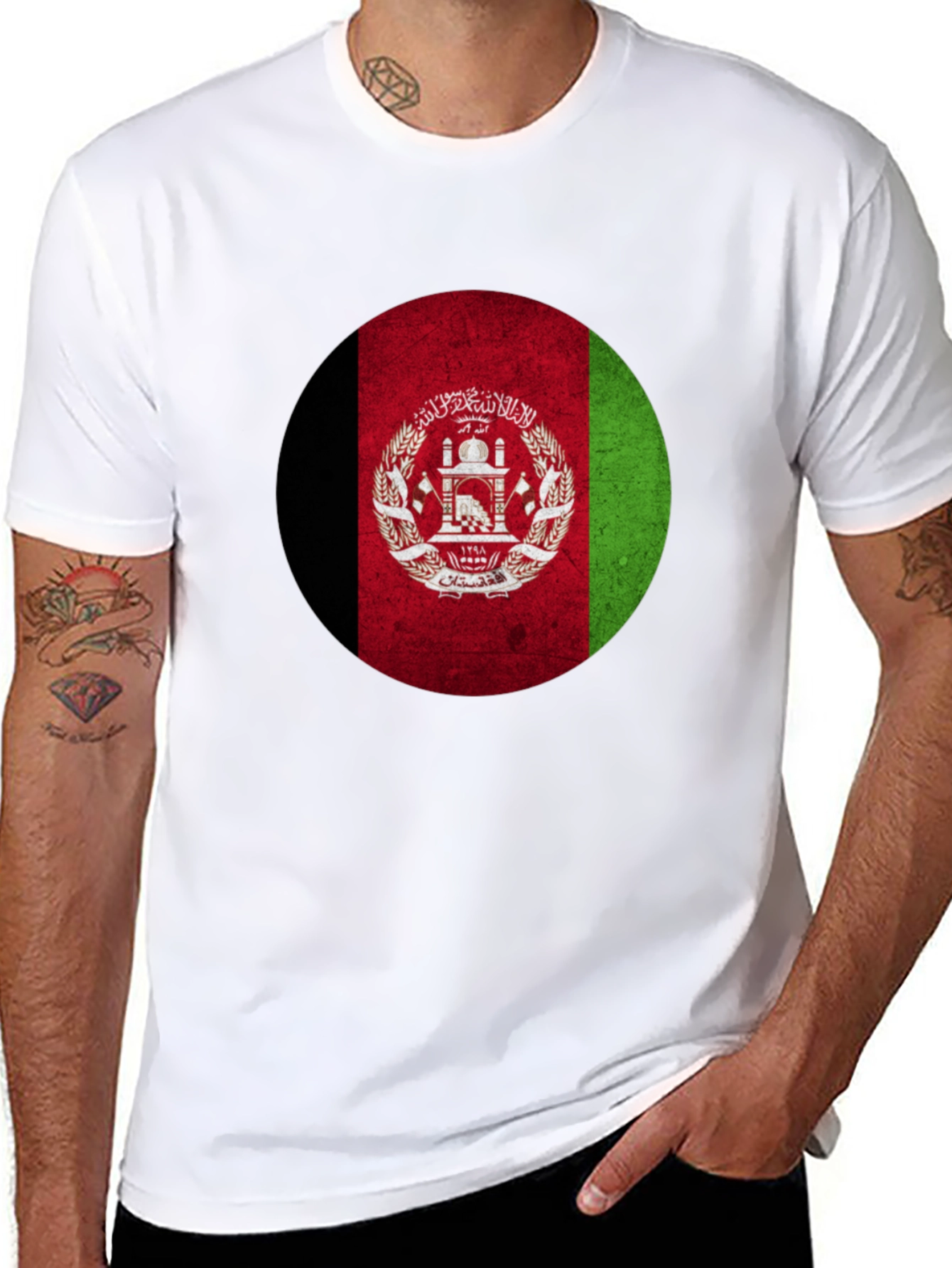 Camiseta Hombre Diseño Bandera Afganistán