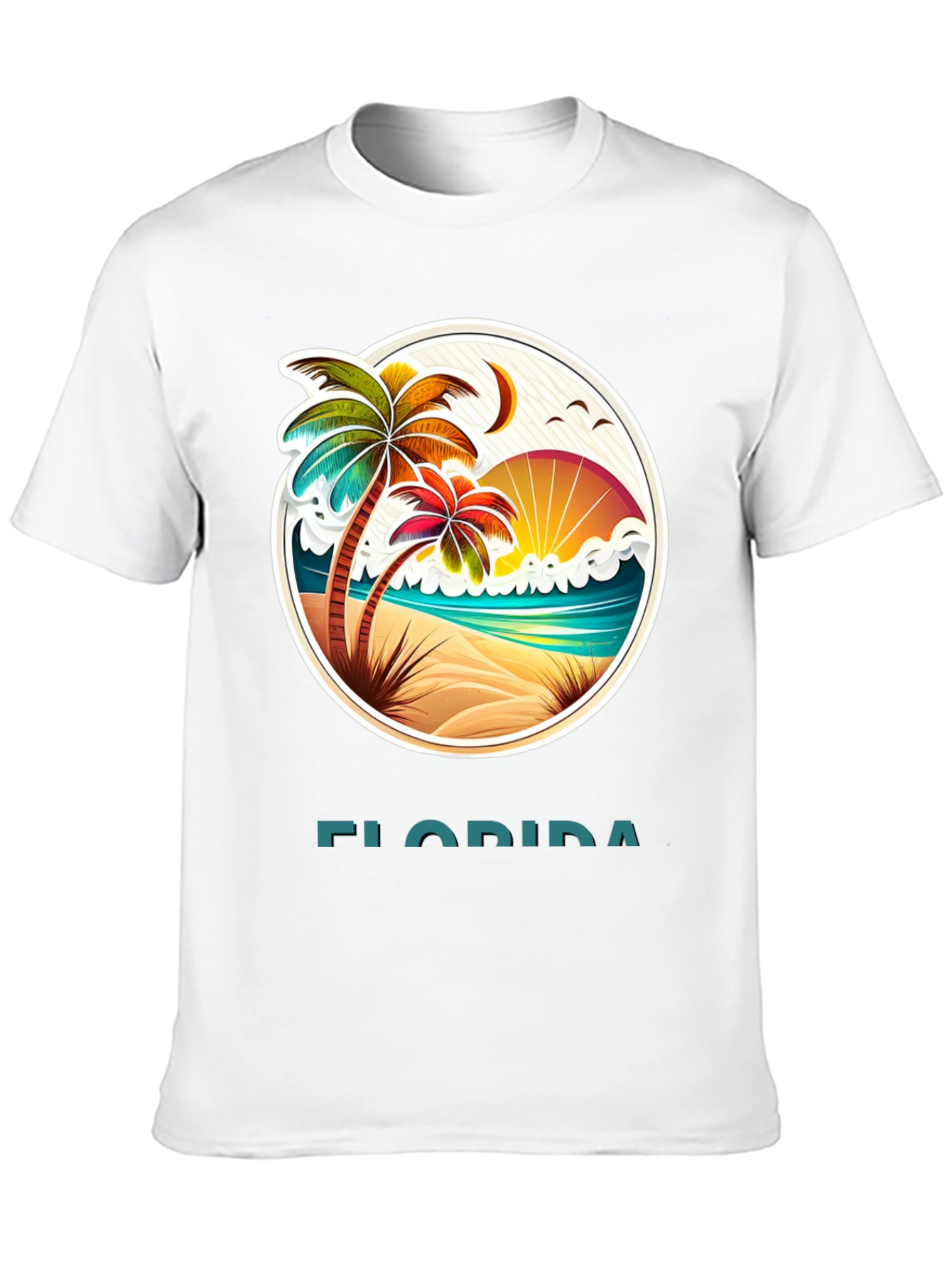 Camiseta Florida con Diseño de Playa Tropical