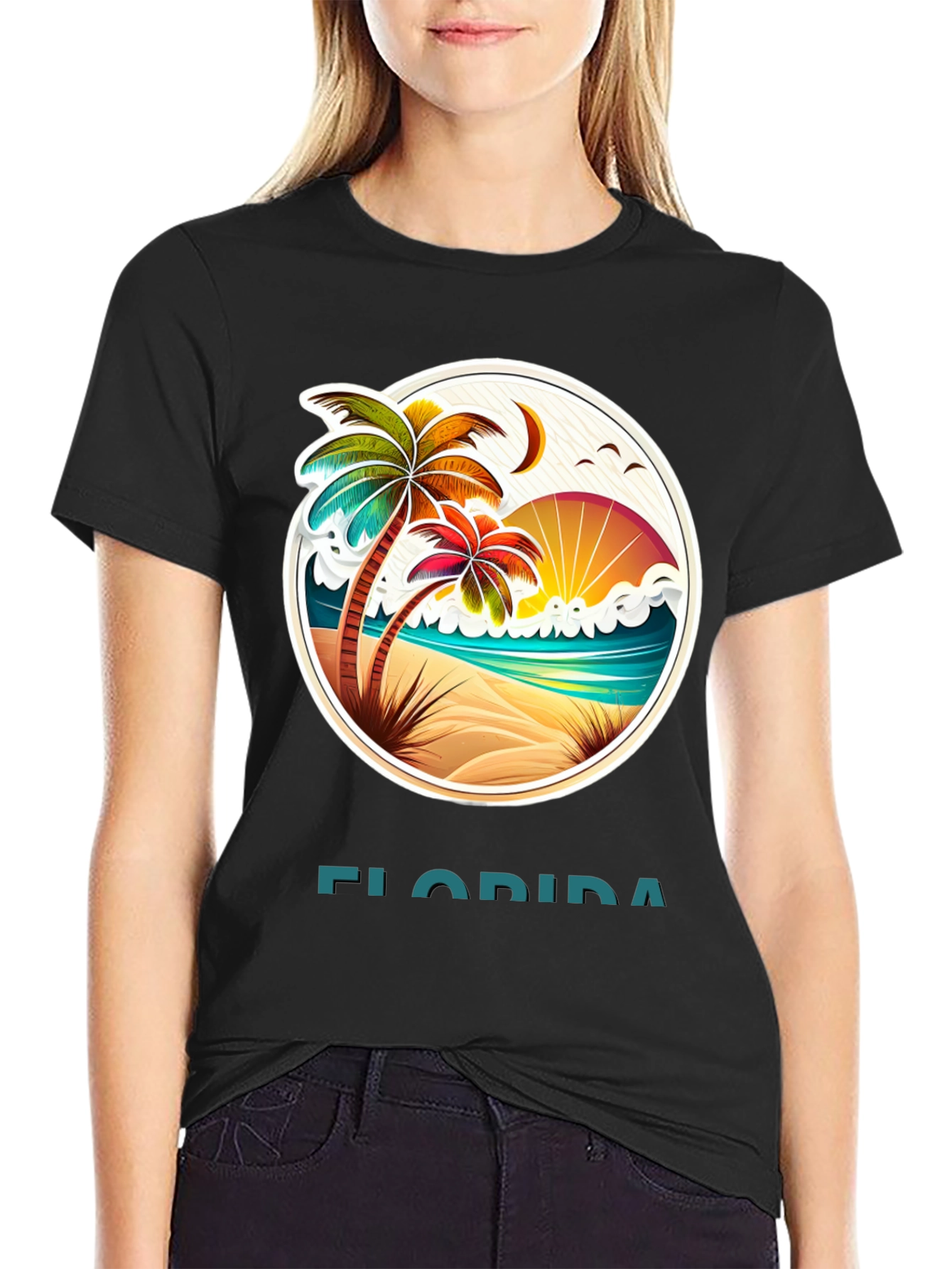 Camiseta Florida con Diseño de Playa Tropical