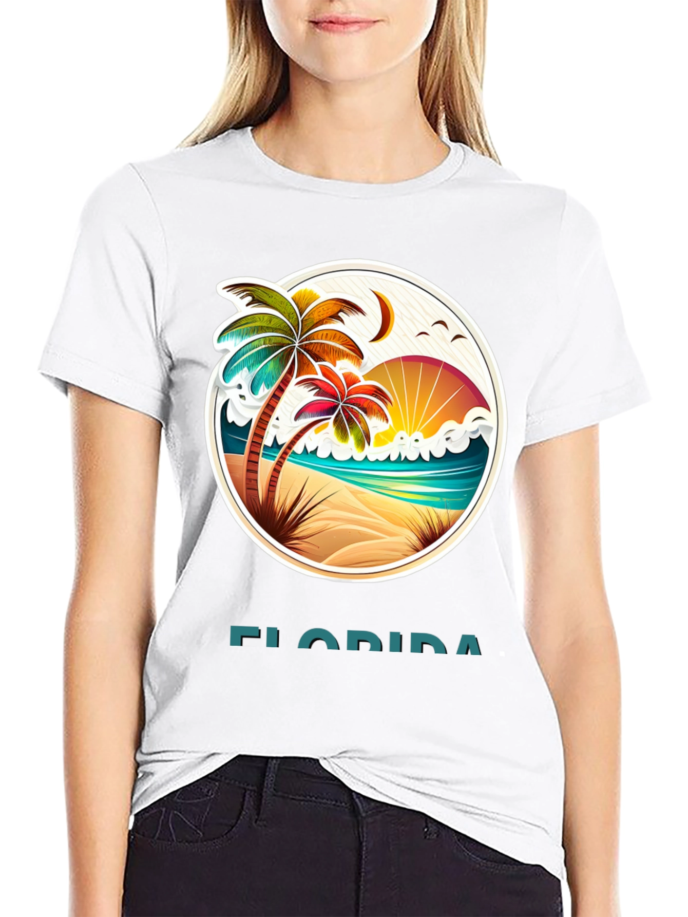 Camiseta Florida con Diseño de Playa Tropical