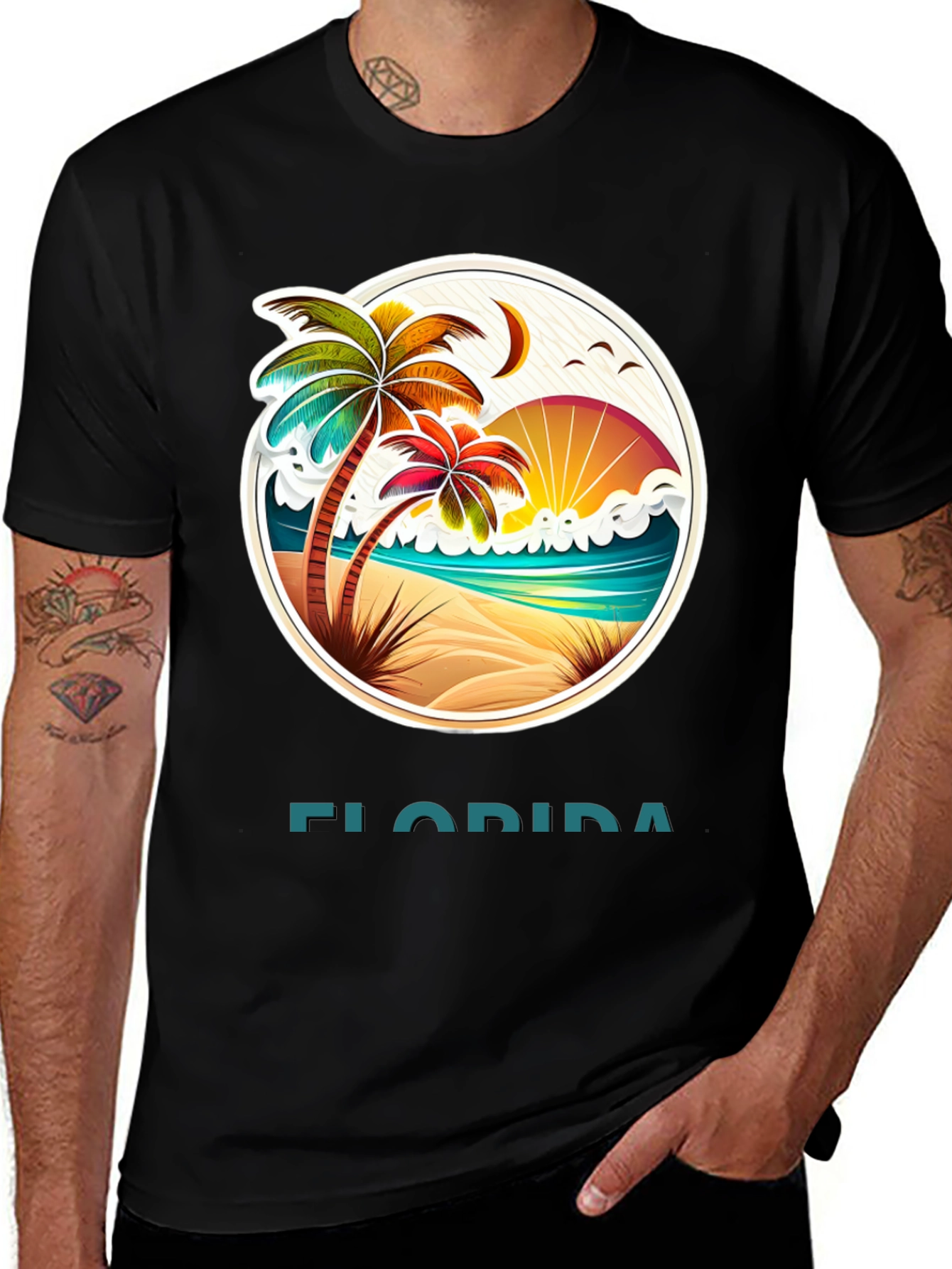 Camiseta Florida con Diseño de Playa Tropical