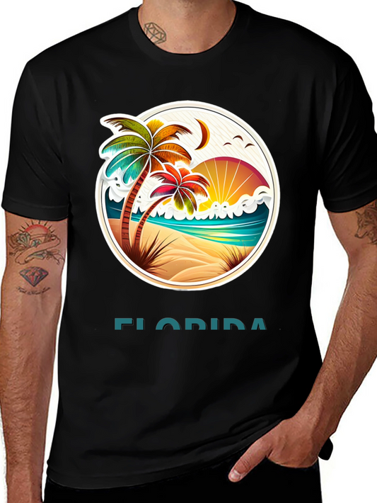 Camiseta Florida con Diseño de Playa Tropical