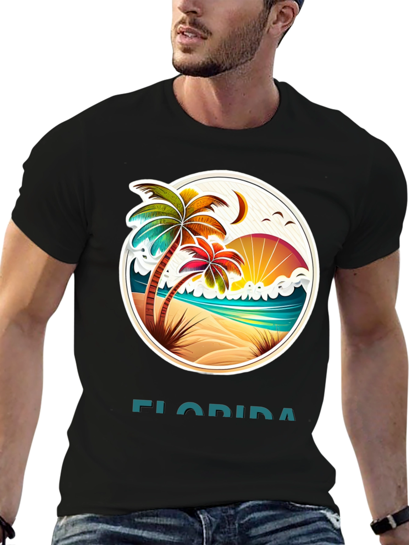Camiseta Florida con Diseño de Playa Tropical