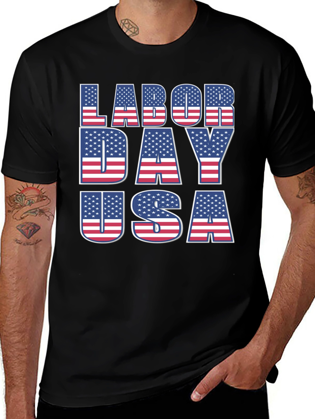 Camiseta Negra Día del Trabajo USA