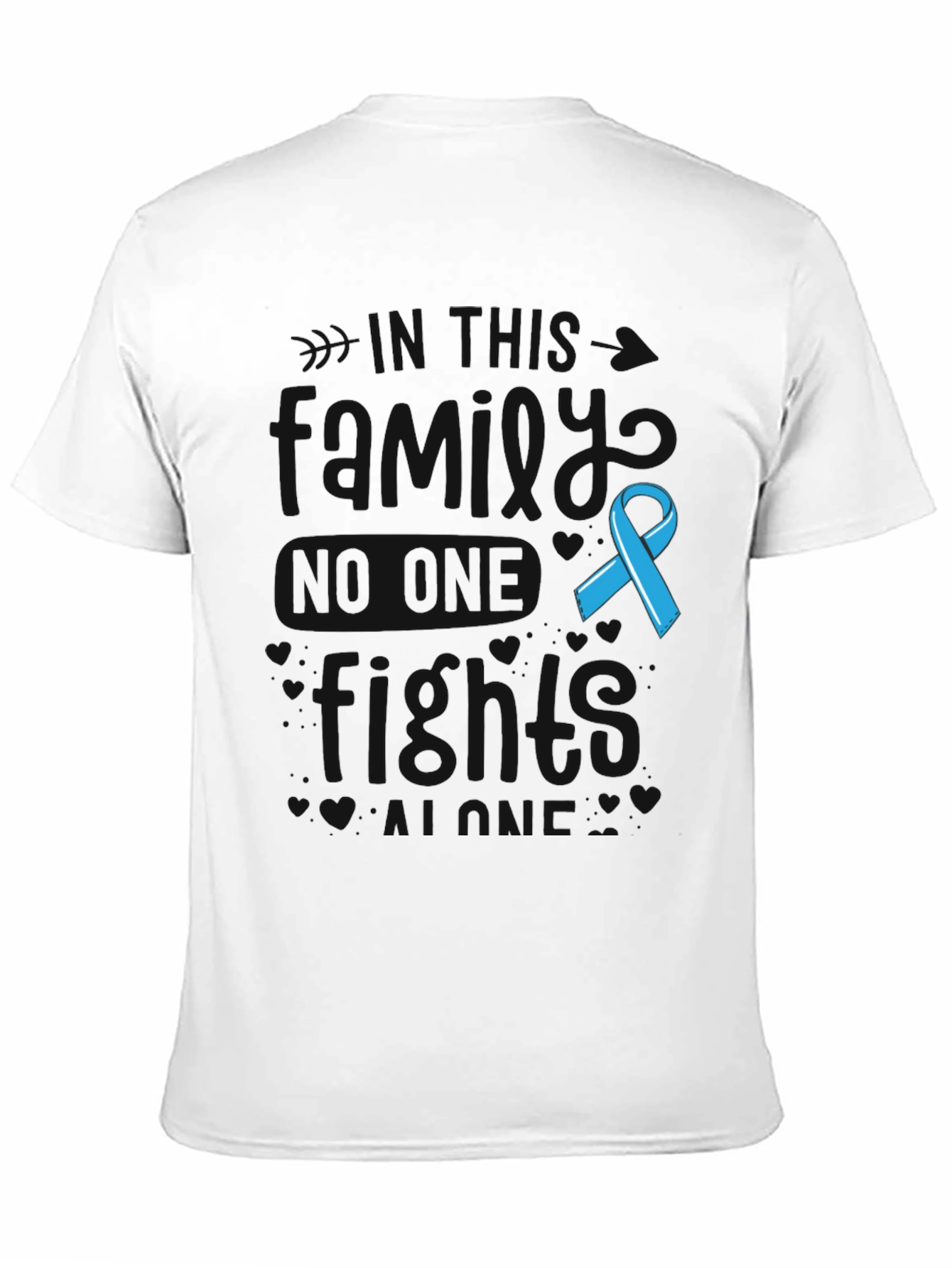 Camiseta Negra Con Cinta Azul de Concientización