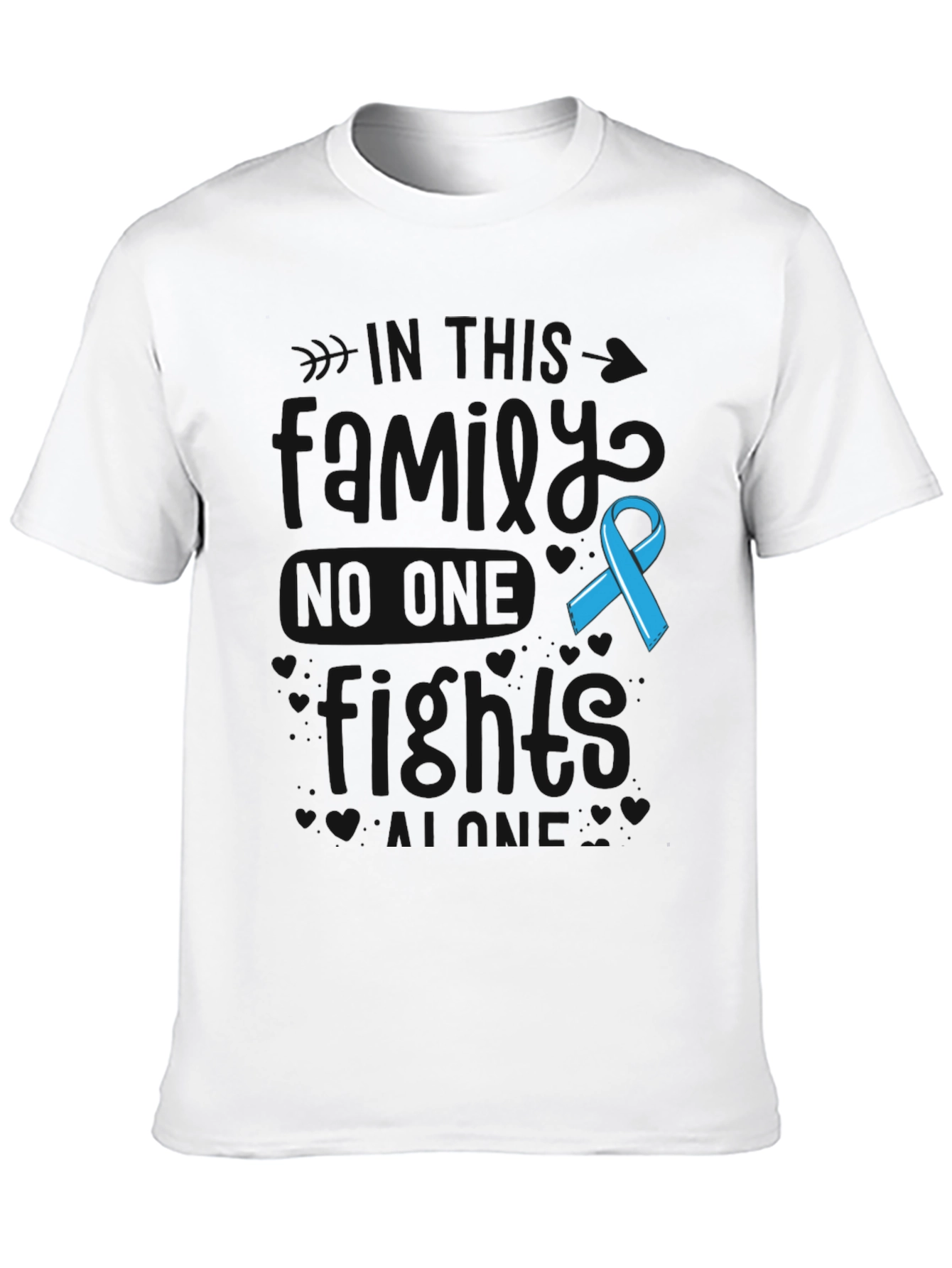 Camiseta Negra Con Cinta Azul de Concientización